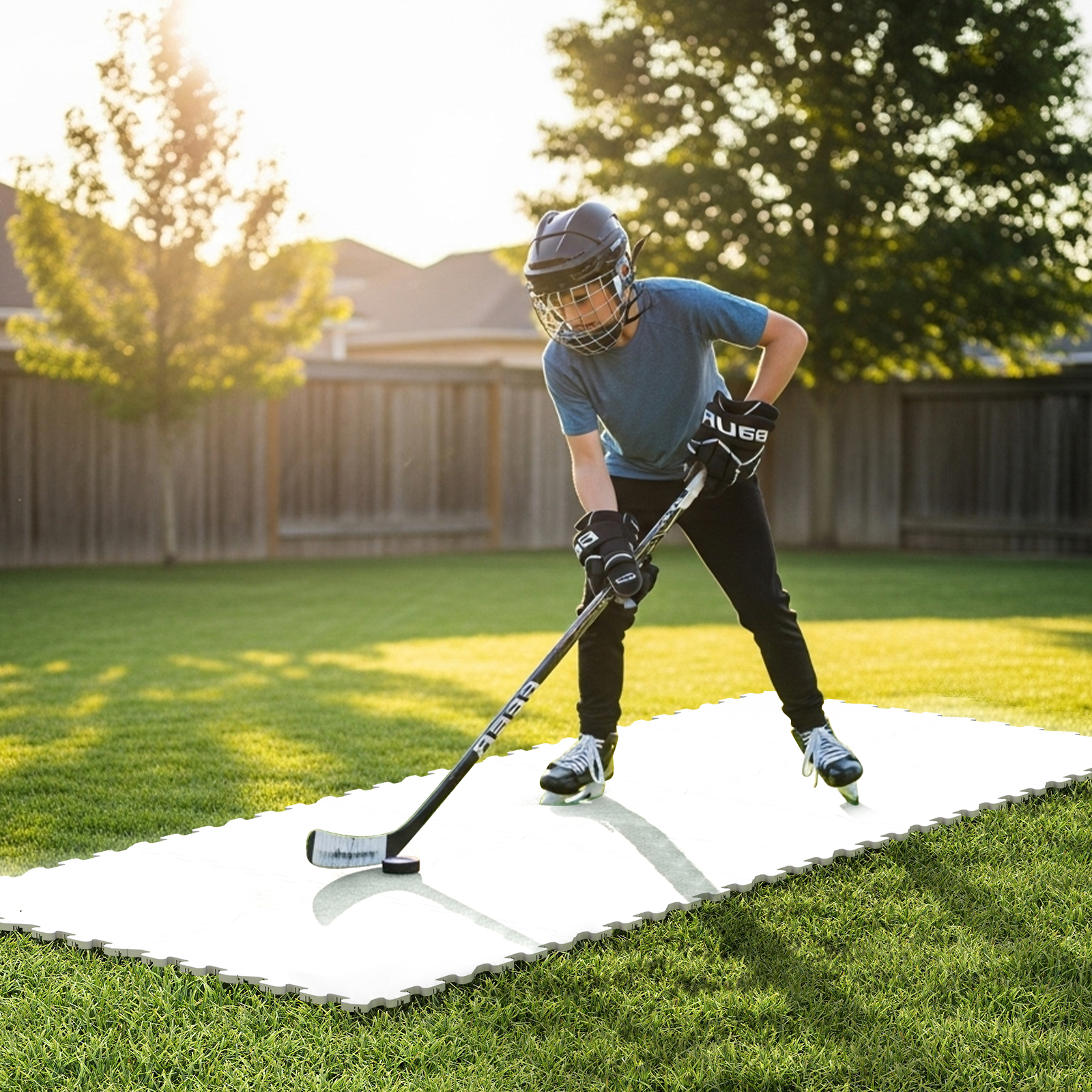 Image of Hockey Flooring Tiles For Training, 18.3 X 18.3, Synthetic Ice Tiles, Hockey Shooting Equipment Skateable Board Artificial Ice Mat For Outdoor, Ice Rink, , 10 Pack