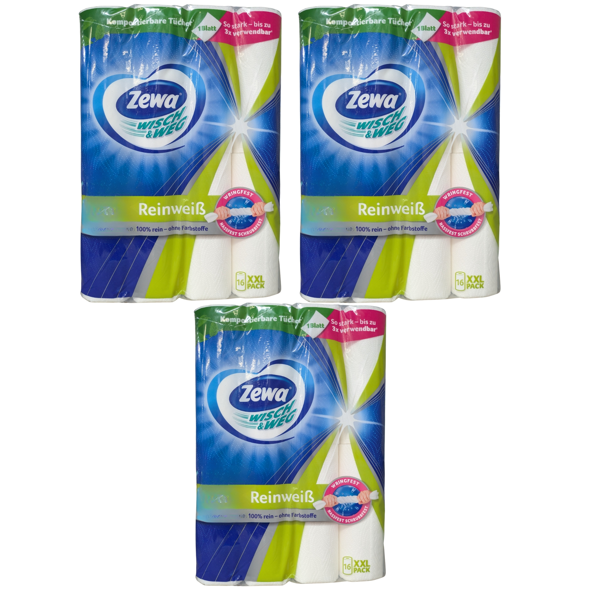 Zewa Wischundweg Kitchen Roll, 3x 16 Rolls, Absorbent And Tear-resistant Kitchen Towels For Office, Practice, And Workshop