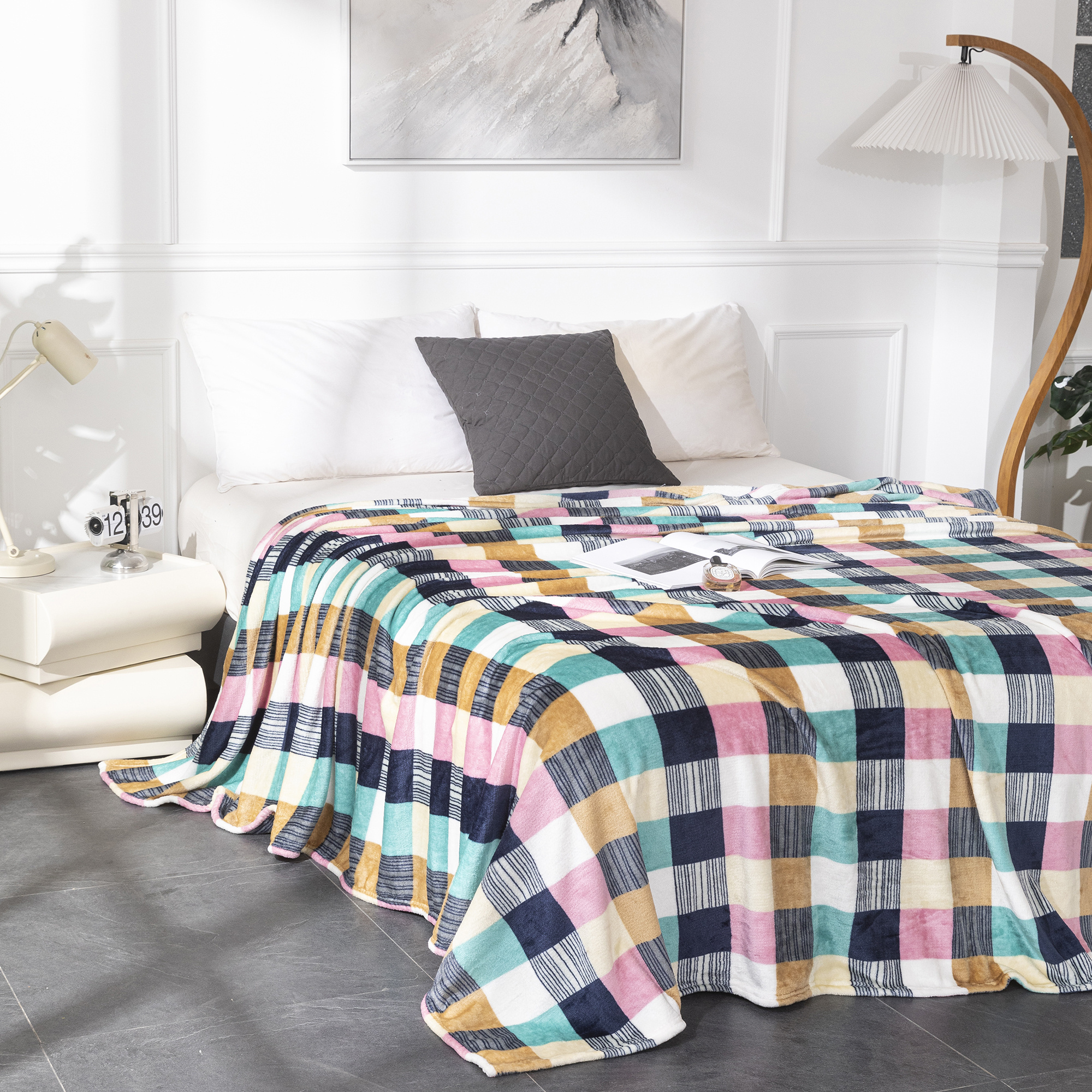 TEMU Microfibra de Franela Con Estampado, para Sofá y Cama Super , Bonita, Acogedora