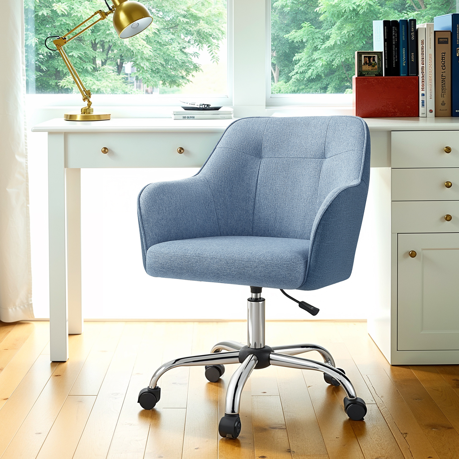 TEMU Chaise de bureau, chaise d'appoint pour bureau à domicile, réglable en hauteur, bleue
