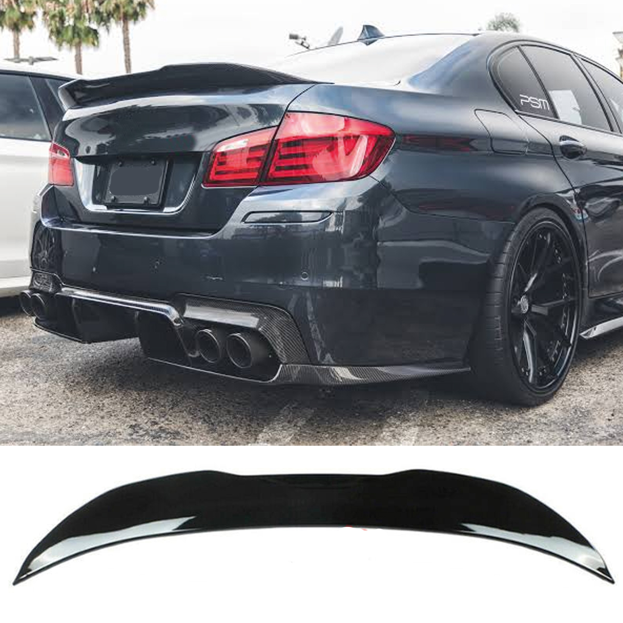 Image of Rear Spoiler For F10 Psm Style 2010-2017 520i 535i 528i Gloss Abs Plastic Enhances & Style, Car Exterior Upgrade | Dynamic Design | Highquality Spoiler