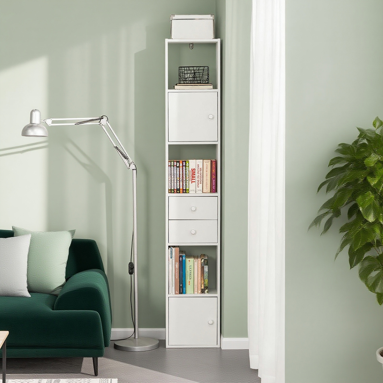TEMU 1pc Meuble Colonne de Salle de Bain Armoire de Rangement Placard de Rangement Armoire sur Pied avec 2 Portes et 2 Tiroirs Blanc 33x24x188cm
