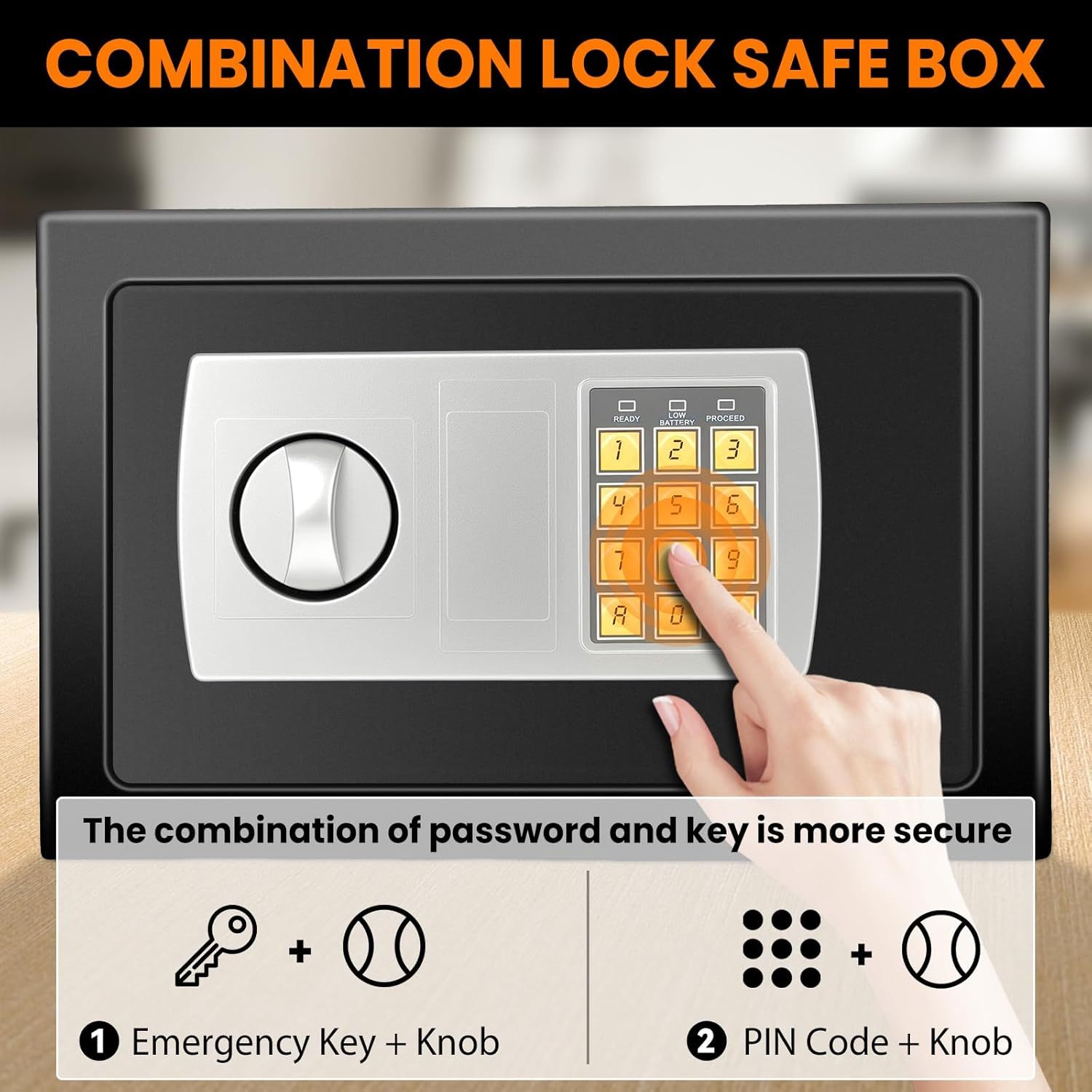 Digital Electronic Cash Money Safe Box Money Safety Wall Box Alloy Steel Safe High-Security Compact Household Cabinet Safes for Home/Business Cash Deposit Box Office Home Safe Password Key Anti-theft Safe Box
