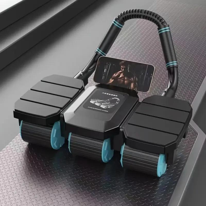 Automatic Rebound Ab Roller & 6-wheel Stability, Abdominal Muscle Training Wheel For , 150kg Heavy Duty Core Trainer, With Phone Holder