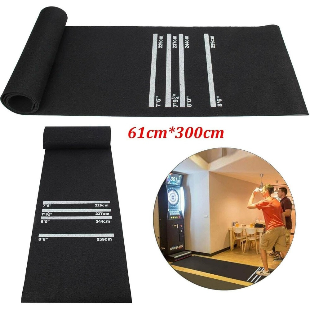 Darts Mat with 4 Throwing Distances, Non-Slip Rubber Carpet