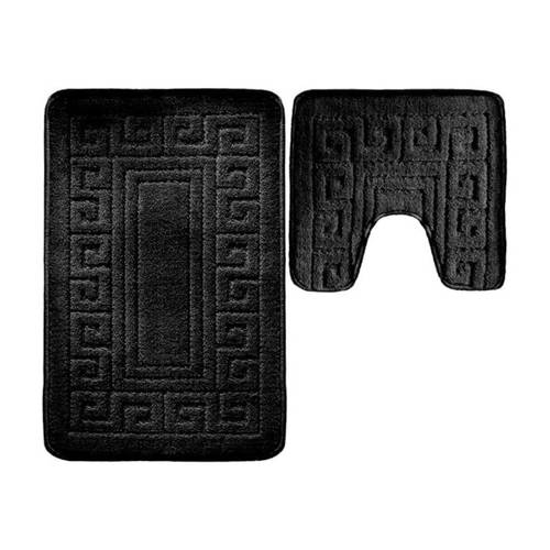luxury 2 piece greek bath mat set 50x80cm non slip toilet bathroom rug toilet pedestal mat ultra soft water absorbent machine washable floor mats for bathroom