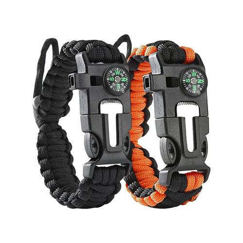 paquete de 2 paracord con , silbato, encendedor, herramienta de corte y cuerda de emergencia, para senderismo y camping