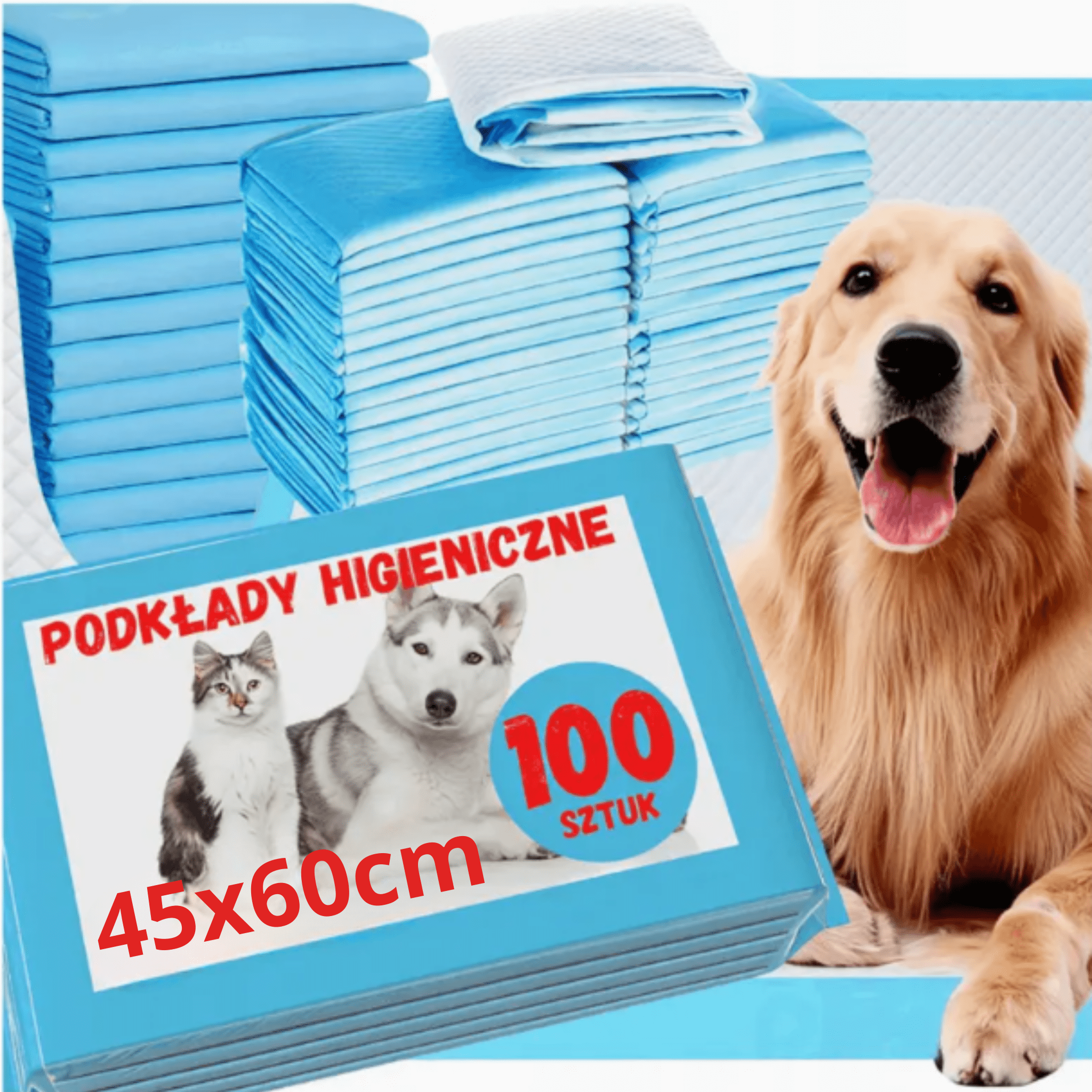 E-shop HYGIENISCHE SORBIERENDE UNTERLAGEN HUNDE-PISS-TRAININGS-MATTEN 90x60 50 Stk. 60x60 100 Stk. 45x60 100 Stk