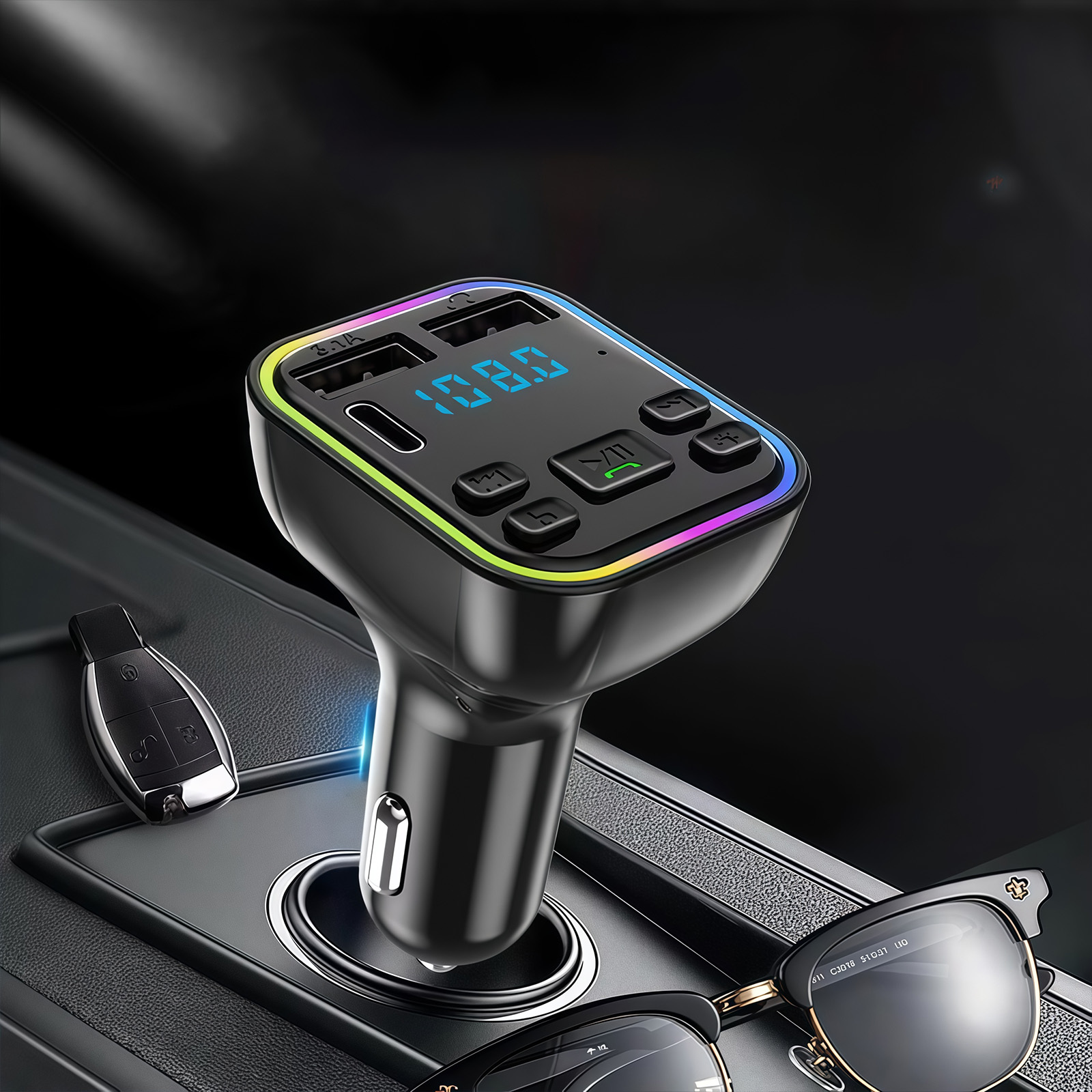 TEMU Wireless Car Mp3 Player Fm Transmitter Dual Usb Fast Charging Type-c Usb Calling Car Charger Audio Receiver- Audio Quality