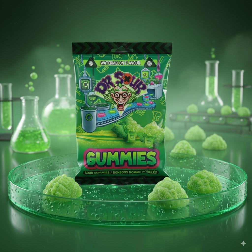 Dr Sour Gummies Watermelon - Sour Fruit Gummies With Watermelon Flavor, Gluten-free, 200g Bag