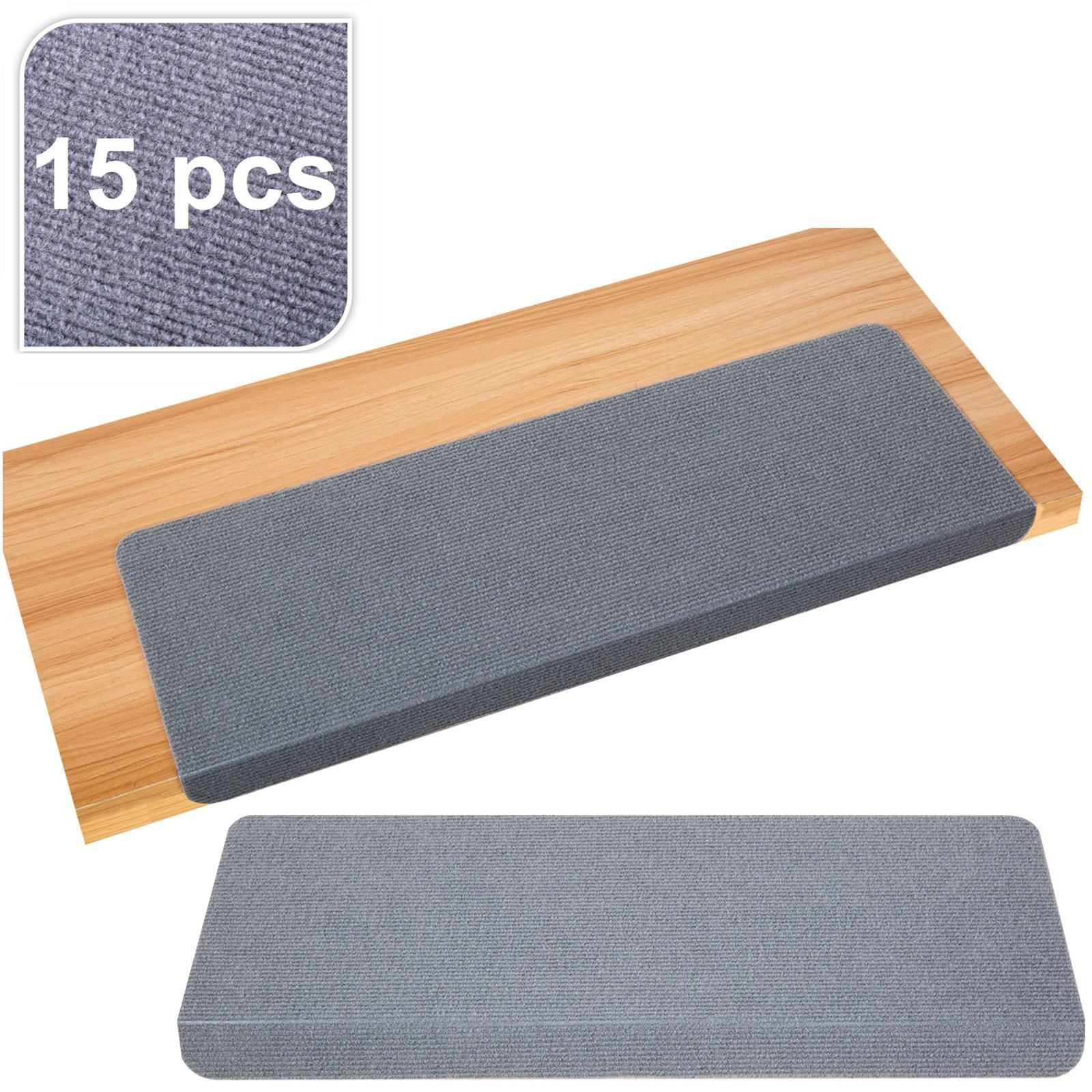 TEMU Grey 15 Pcs Rectangular Carpet Stair Treads Mat Protection Cover Step Staircase
