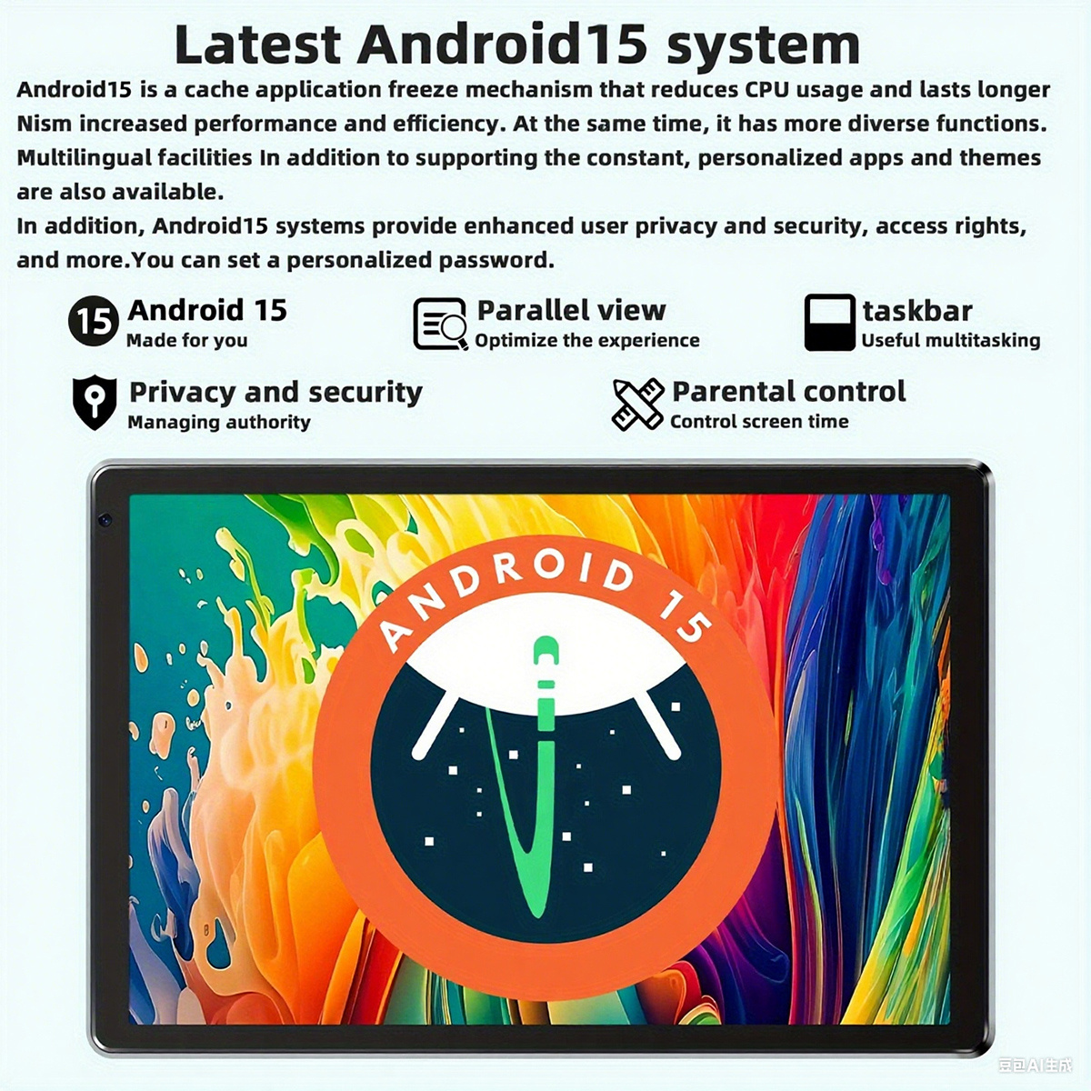 10.1 Inch Android 15 Tablet, Android Tablet, 24 (4+20)GB RAM, 128GB ROM,1TB Expandable, Face lD Unlock, Octa-Core, 5000mAh Battery, 5MP+8MP Dual Cameras, Keyboard,Mouse,Case,Stylus pen, NEW Tablet, Black