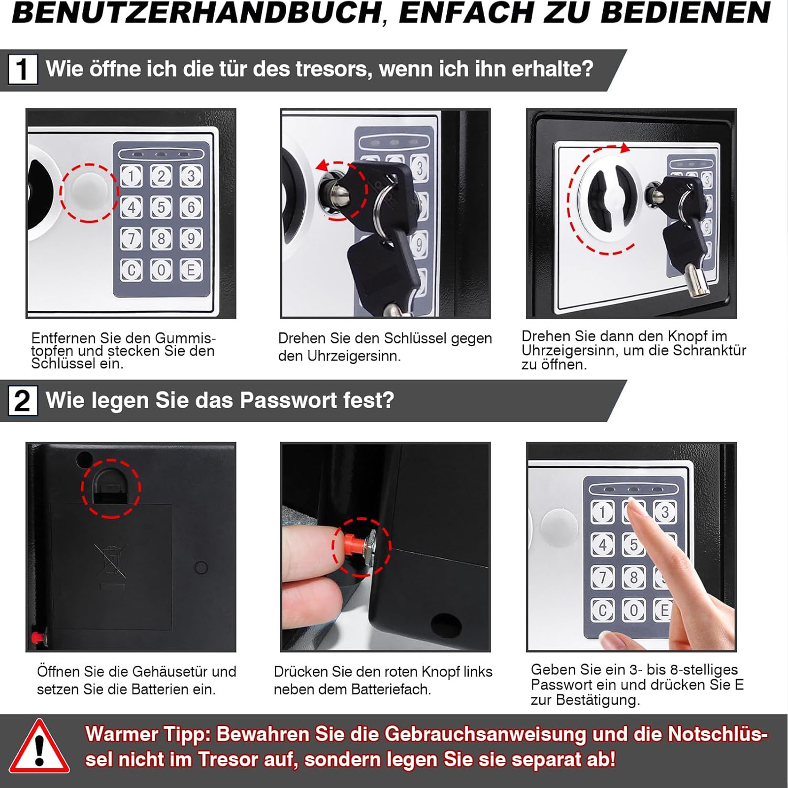 Digital Electronic Cash Money Safe Box Money Safety Wall Box Alloy Steel Safe High-Security Compact Household Cabinet Safes for Home/Business Cash Deposit Box Office Home Safe Password Key Anti-theft Safe Box