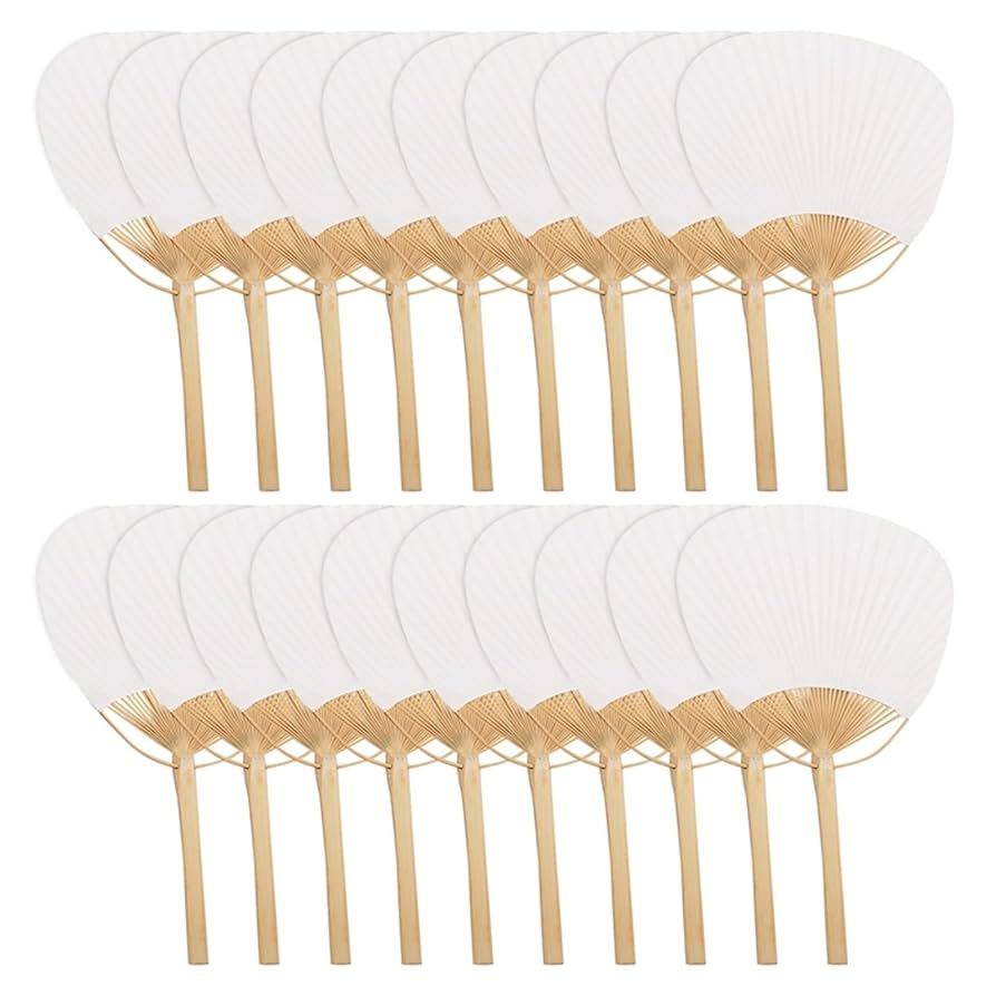 TEMU de 20 bambu blancos 23 cm - Paipais Chinos abanicos parasoles para color