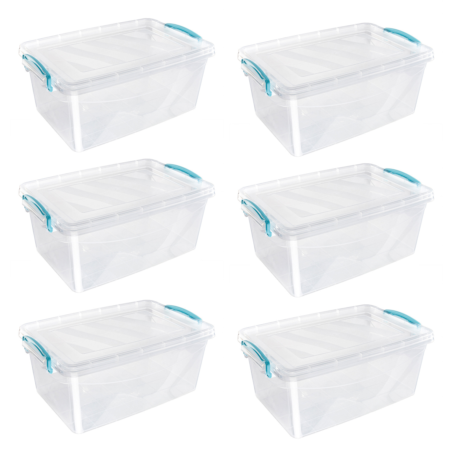 TEMU Bpa - Free Plastic Clip Lidded Box, Food Storage, Multipurpose Use, Stackable, Durable And Reusable, 1.6l - Set Of 6