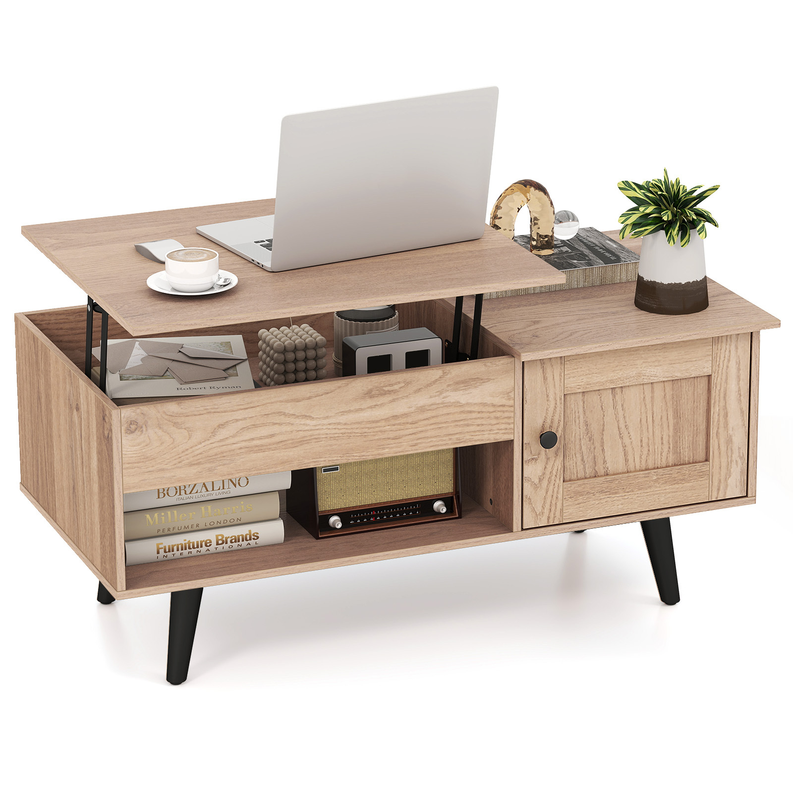 Lift-top Coffee Table, Center Table, Small Coffee Table With Hidden Storage And Open Shelf
