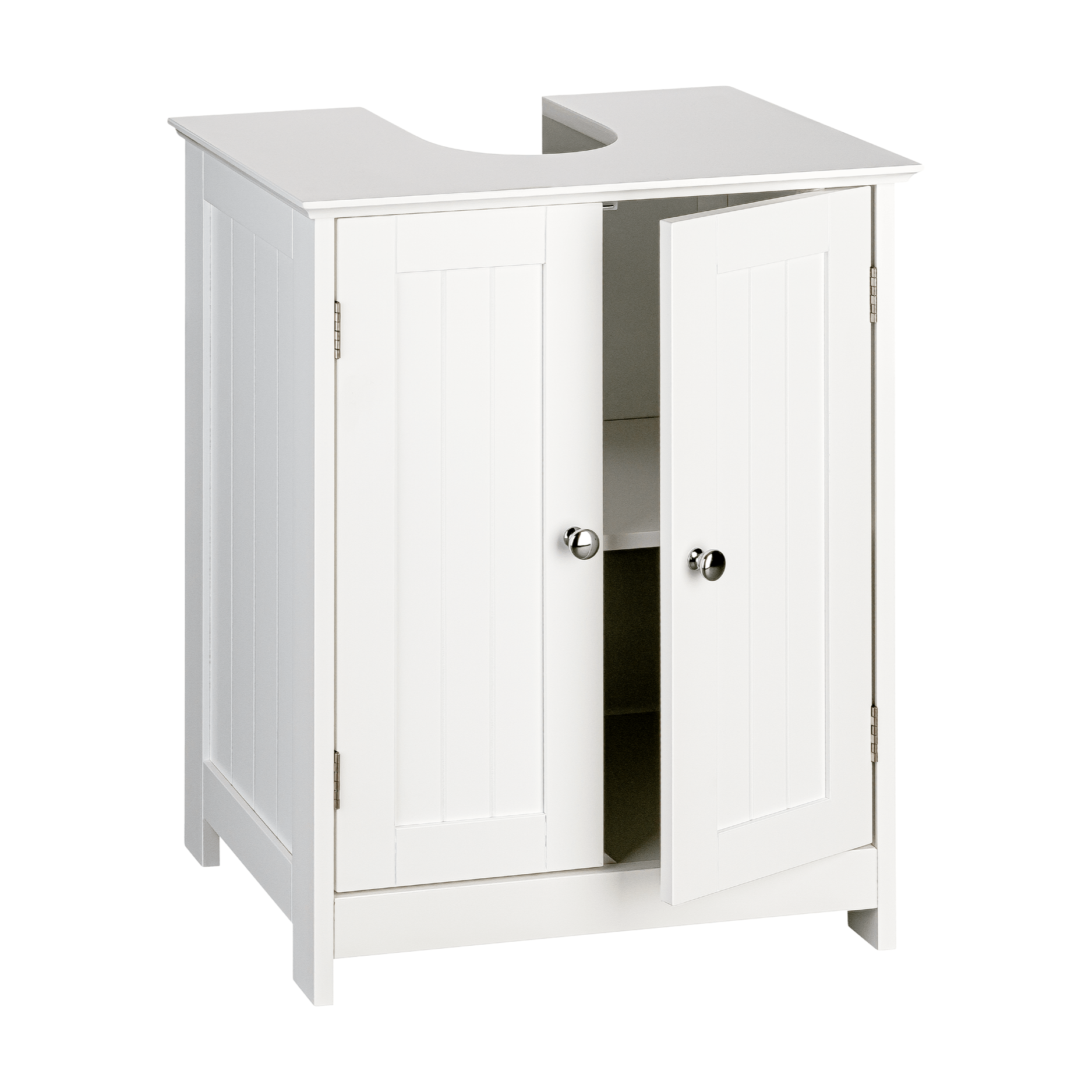 Image of Vanity Unit - White Washbasin Cabinet In Country House Style - Bathroom Cabinet Bathroom Furniture