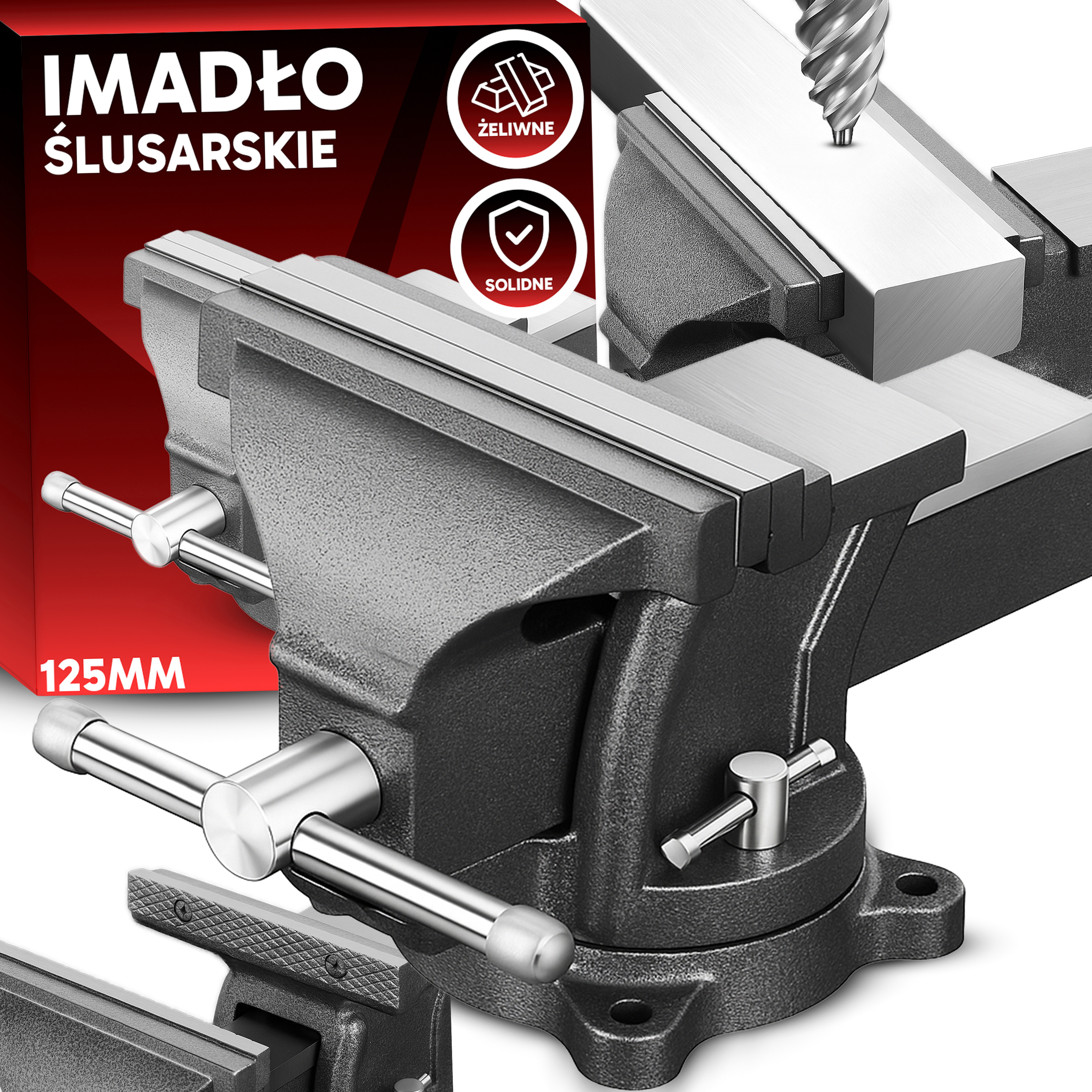TEMU Étau d'établi RETOO HandyTools, pivotant à 125 mm pour atelier, outil de en fonte pour et du métal, construction solide en fer et acier, serrage