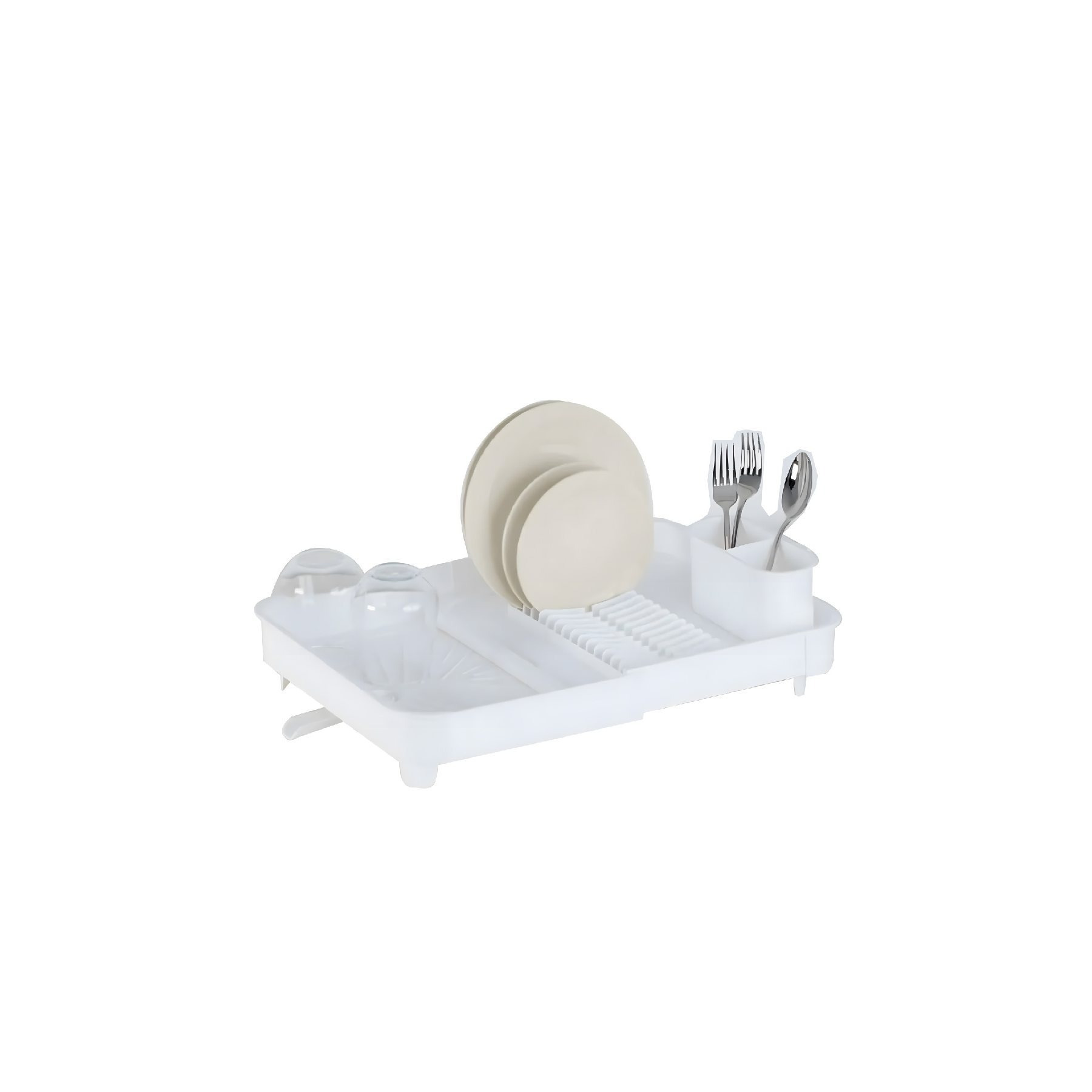 Dish Rack With Cutlery Holder & Water Drain – Dish Drainer 51 X 36 X 10 Cm – Practical Dish Rack For Plates, Glasses & Cutlery – In White Or – Kitchen Shelf With 2-compartment Cutlery Basket