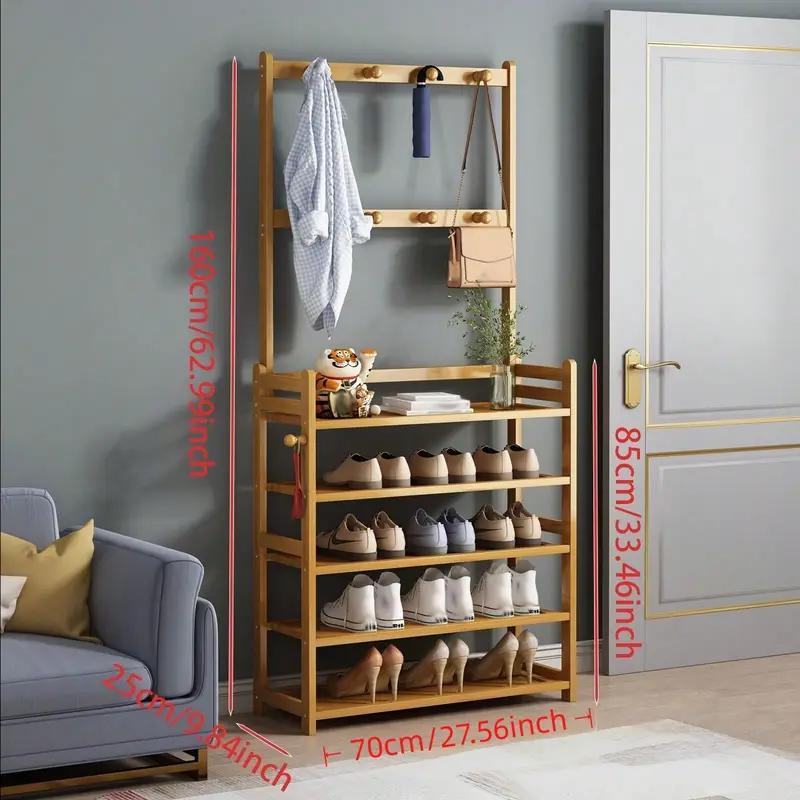 TEMU Shoe Rack Hanger Integrated Home Clothes Storage Shoe Cabinet Indoor Organizer, Solid Wood Shoe Rack, Simple Shoe Rack, Shoe Rack, Floor