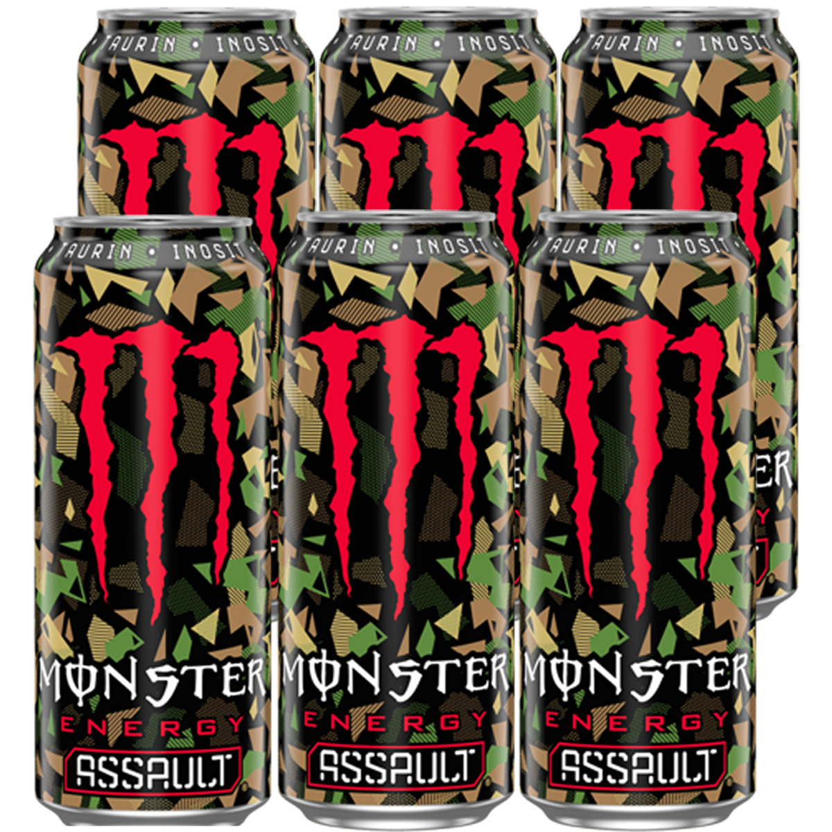 Monster Assault Energy Drink With Taurine And Guarana - 500ml, 6-pack