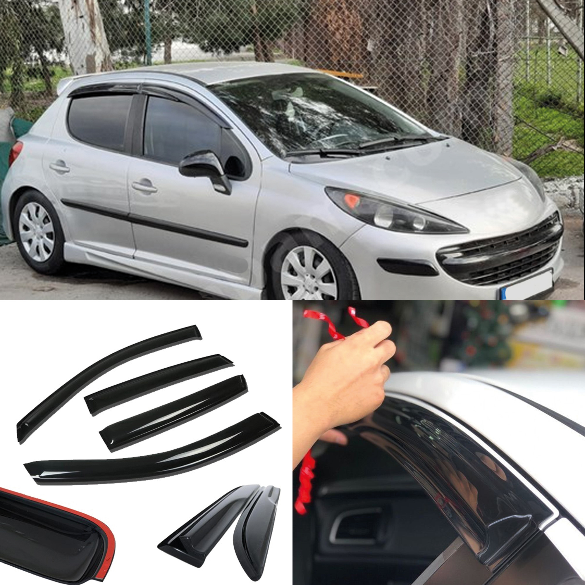 TEMU Visera para Ventana 2006-2012, 4 Piezas, Accesorios para Autos, Protector de Lluvia, Deflector de Viento, Moldura Reforzada, Protección Solar y