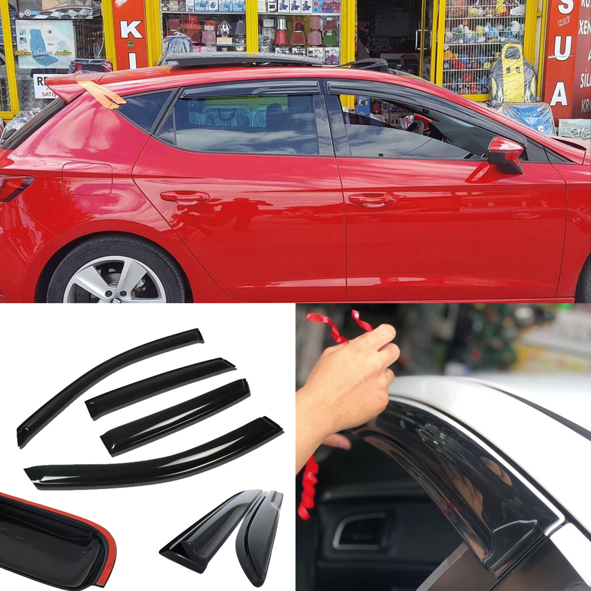 Image of Window Visor For Mk3 2013-2020 4pcs Cars Accessories Rain Guard Vent Wind Deflector Weathershield Moulding Trim Thickened Sun And Rain