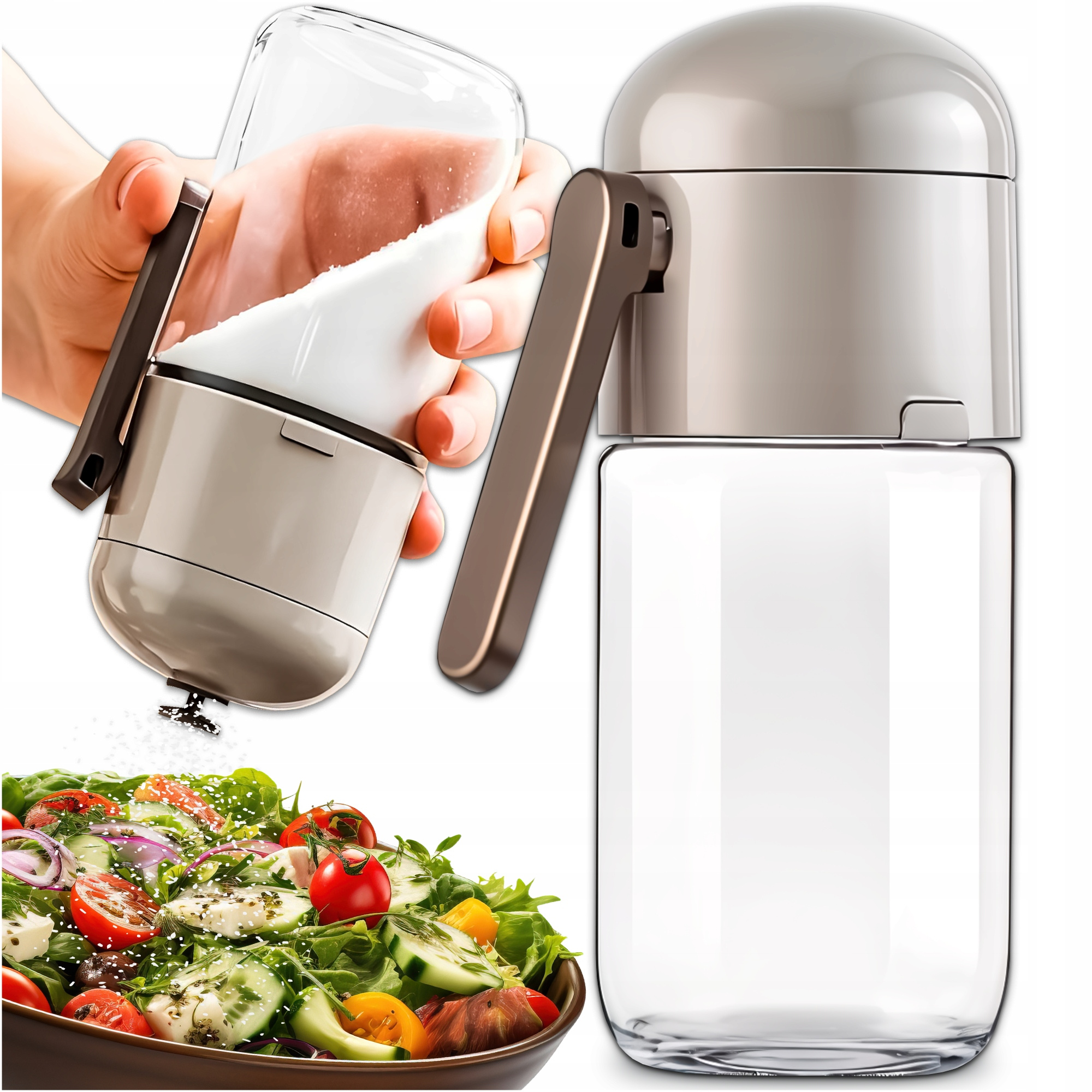 TEMU Kuketo - Glass Kitchen Spice Container With Dispenser And Handle, 220/280 Ml, Airtight Spice Jar For Salt, Pepper, Herbs, Sugar, Transparent