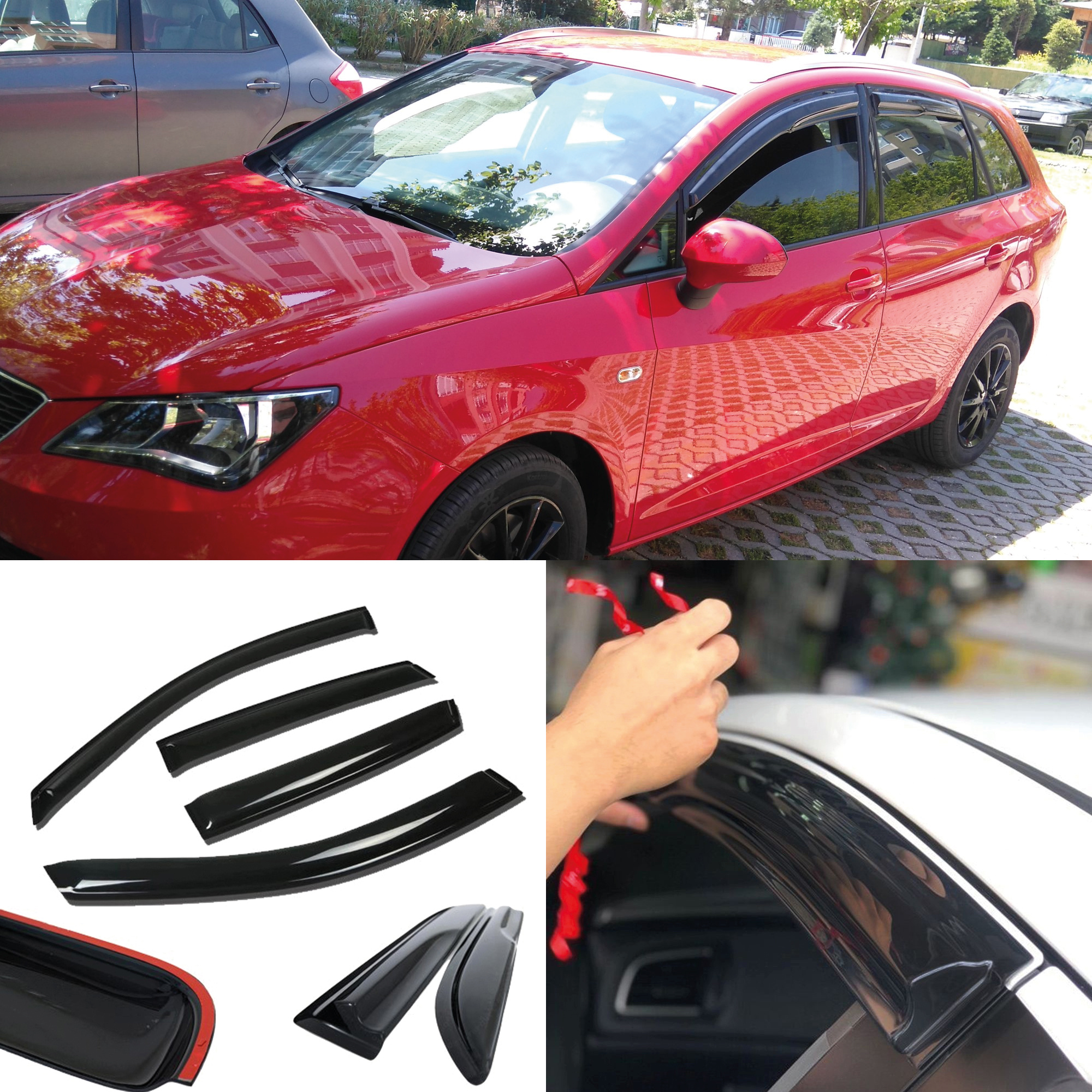 Image of Window Visor For Mk4 Hb 6j 6p 2009-2017 4pcs Cars Accessories Rain Guard Vent Wind Deflector Weathershield Moulding Trim Thickened Sun And Rain