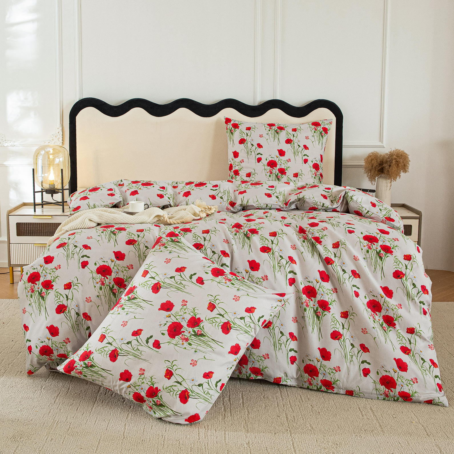 TEMU Ensemble de literie élégant dans une couleur tendance qui va révolutionner votre chambre ! comprend : 1 housse de couette + 2 taies d'oreiller (
