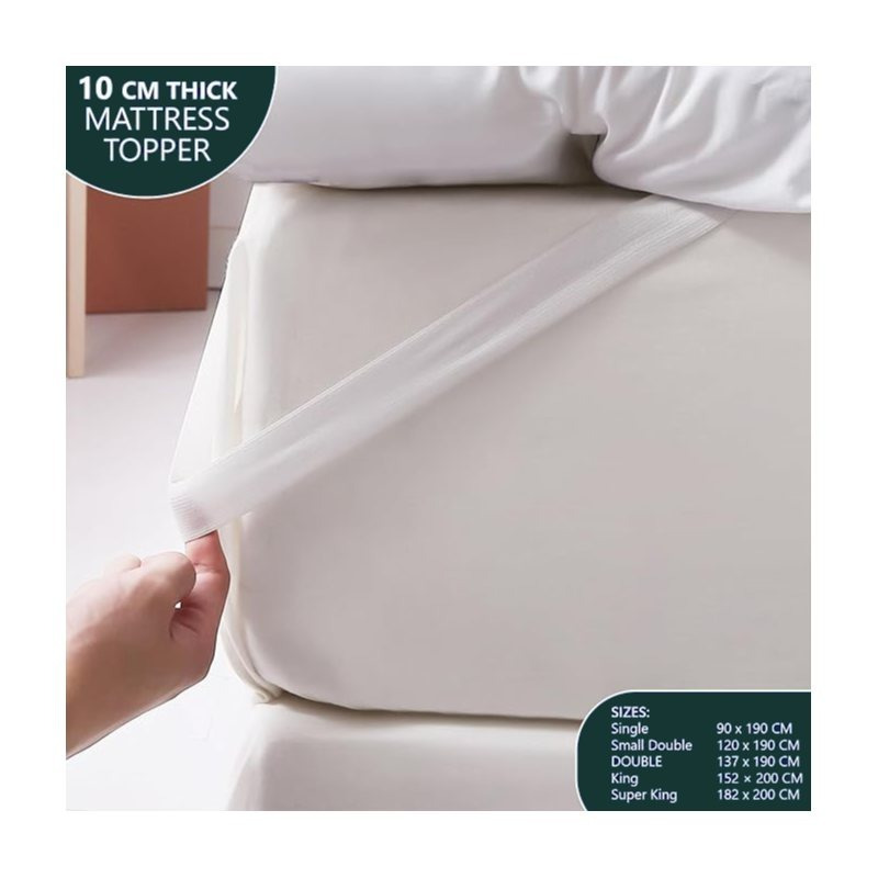 Microfiber Mattress Topper 4 Inch/10cm Heavy Fill Super Soft and Fluffy Single Double King Box Stitched Mattress Topper Extra Thick