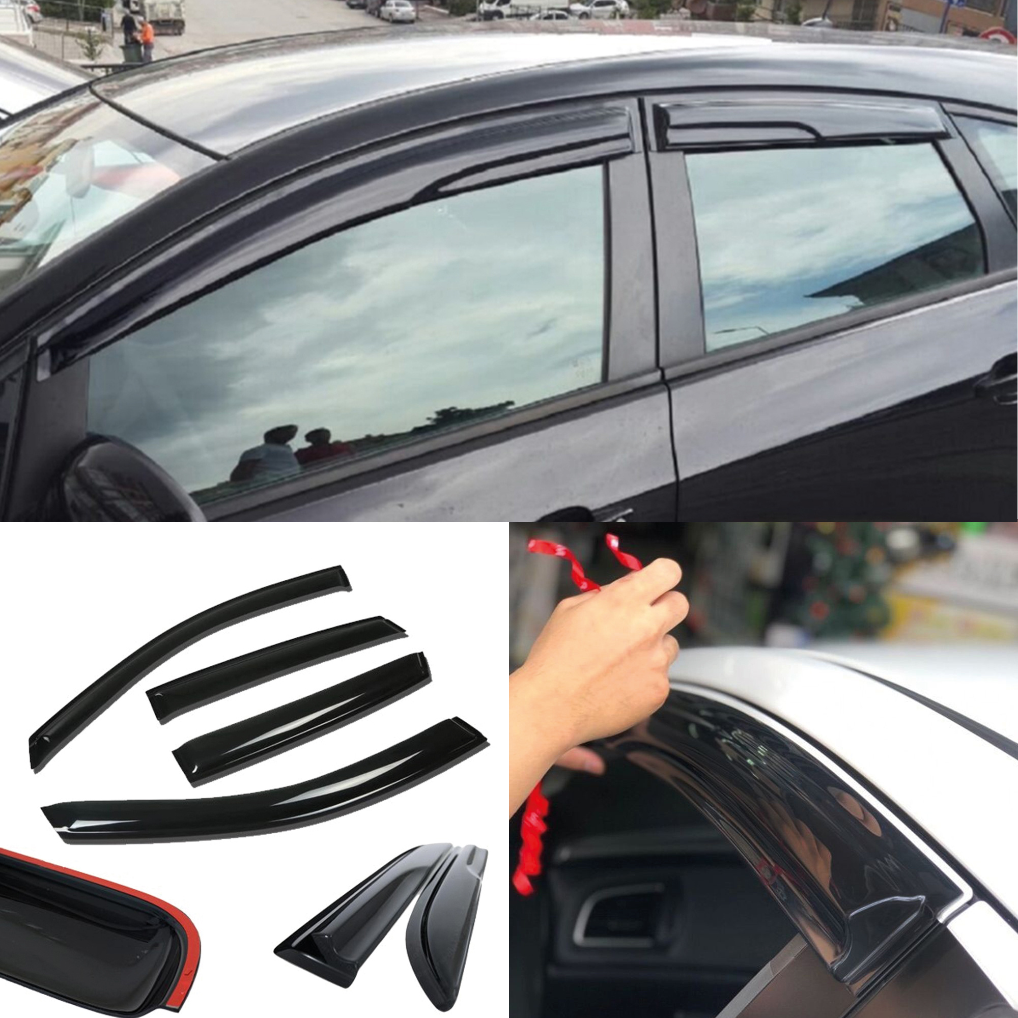 Window Visor For J 2010-2017 4pcs Cars Accessories Rain Guard Vent Wind Deflector Weathershield Moulding Trim Thickened Sun And Rain