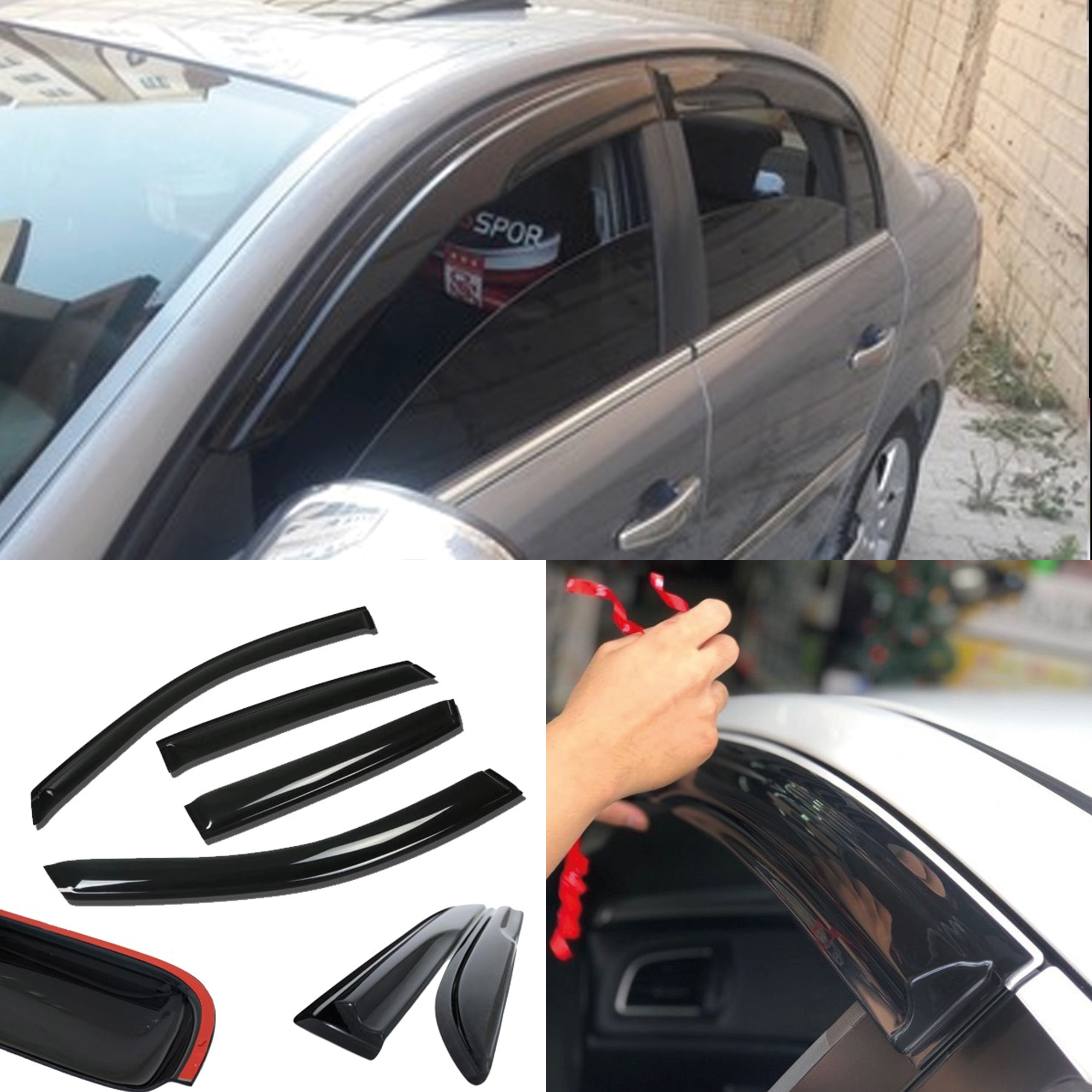 Image of Window Visor For C 2008-2008 4pcs Cars Accessories Rain Guard Vent Wind Deflector Weathershield Moulding Trim Thickened Sun And Rain