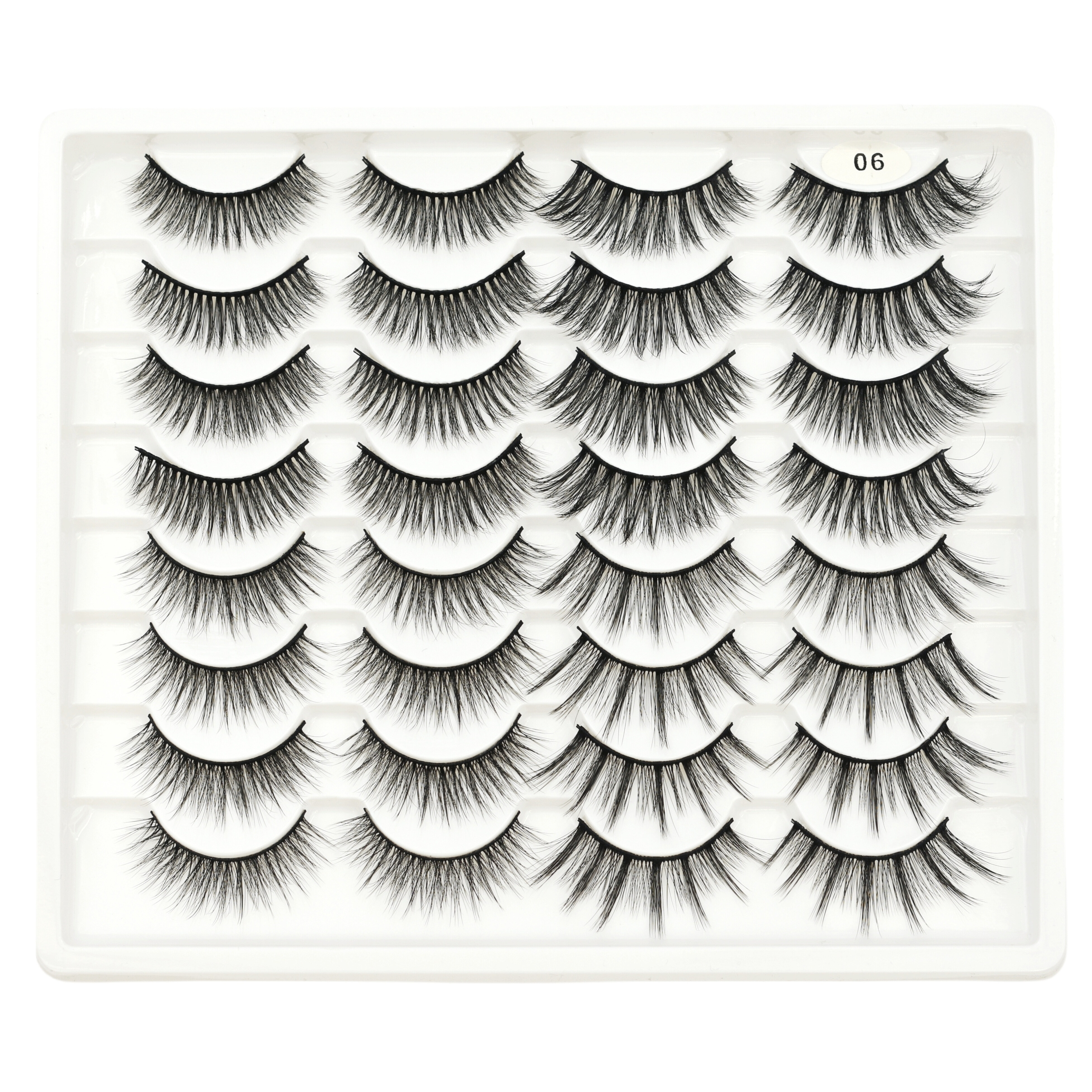 16 Pairs 3D Faux Mink Cat Eye False Eyelashes, 4 Designs