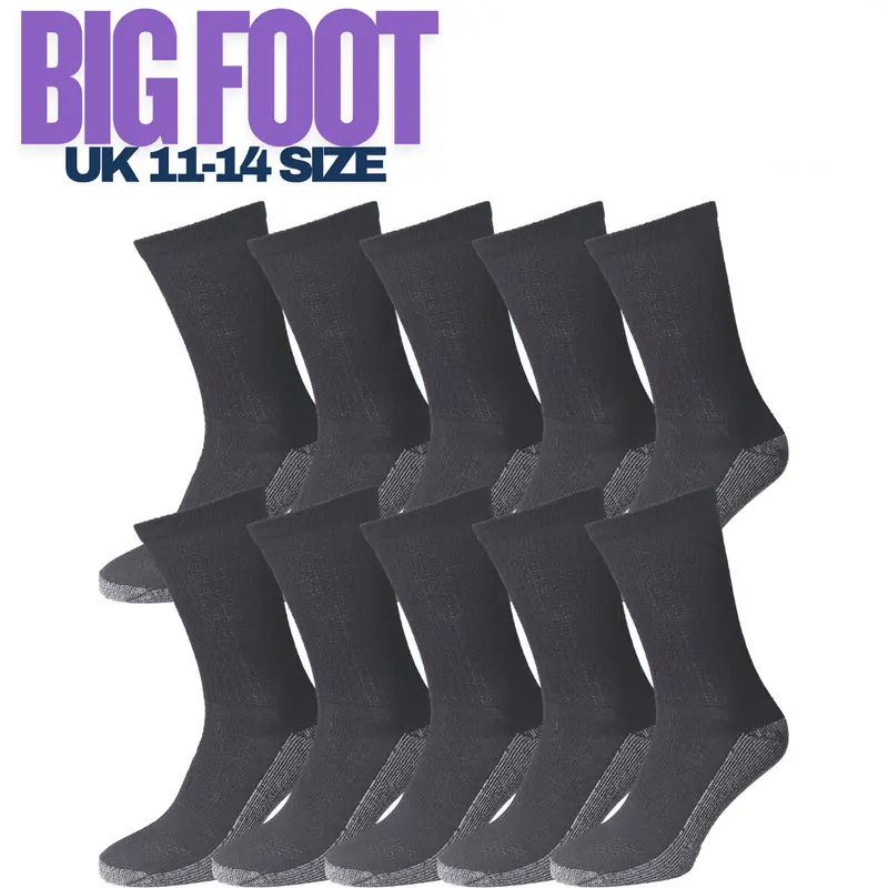 TEMU 30 Pairs Men's Big Foot Crew Socks – Black & White | Uk Size 11–14 | Cotton Blend Business & Casual Office Socks