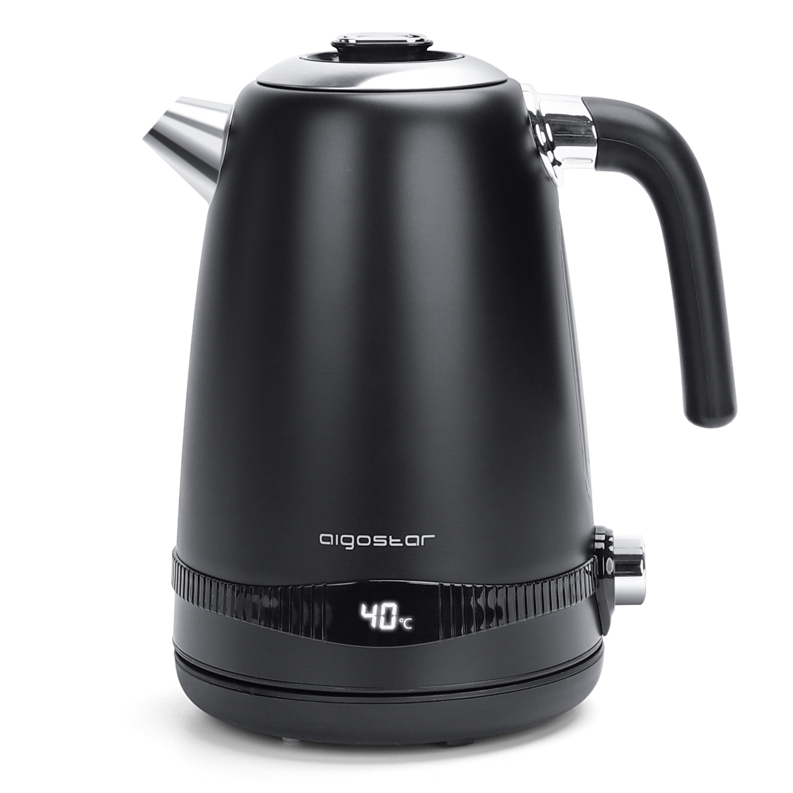 TEMU Aigostar Electric Kettle With Adjustable Temperature, Stainless Steel, 1.7l, Black - 2200w Electric Water Kettle, Function, Inside, Bpa-free