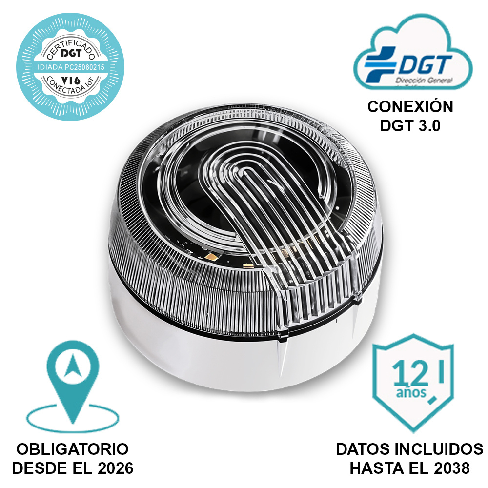 Baliza V16 Geolocalización DGT 3.0 | con 1 Indicador Led Conexíon | GPS | Homologada po...
