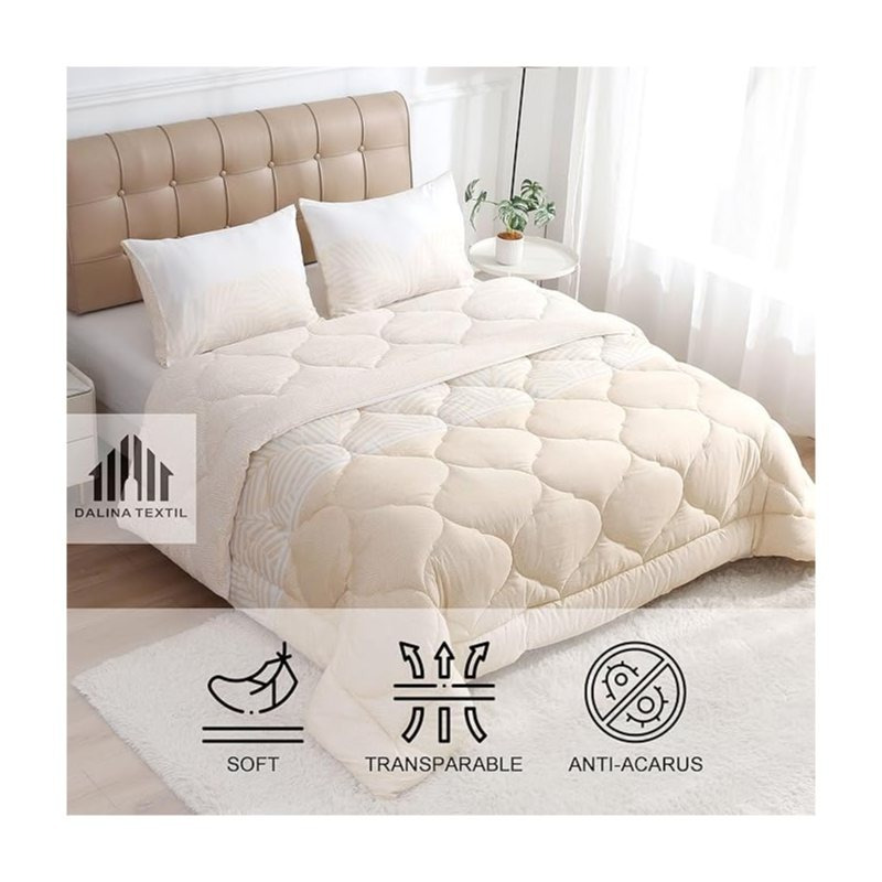 TEMU Edredón Nórdico Reversible Beige y con de Almohada, y