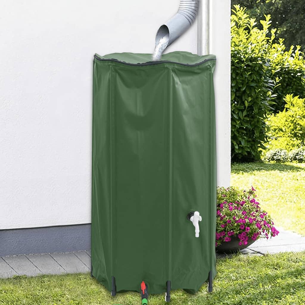 Image of Vidaxl Water Tank With Faucet, Rainwater Tank With Abs Outlet Valve And Water Hoses, Rain With Zipper, Foldable 380l Pvc