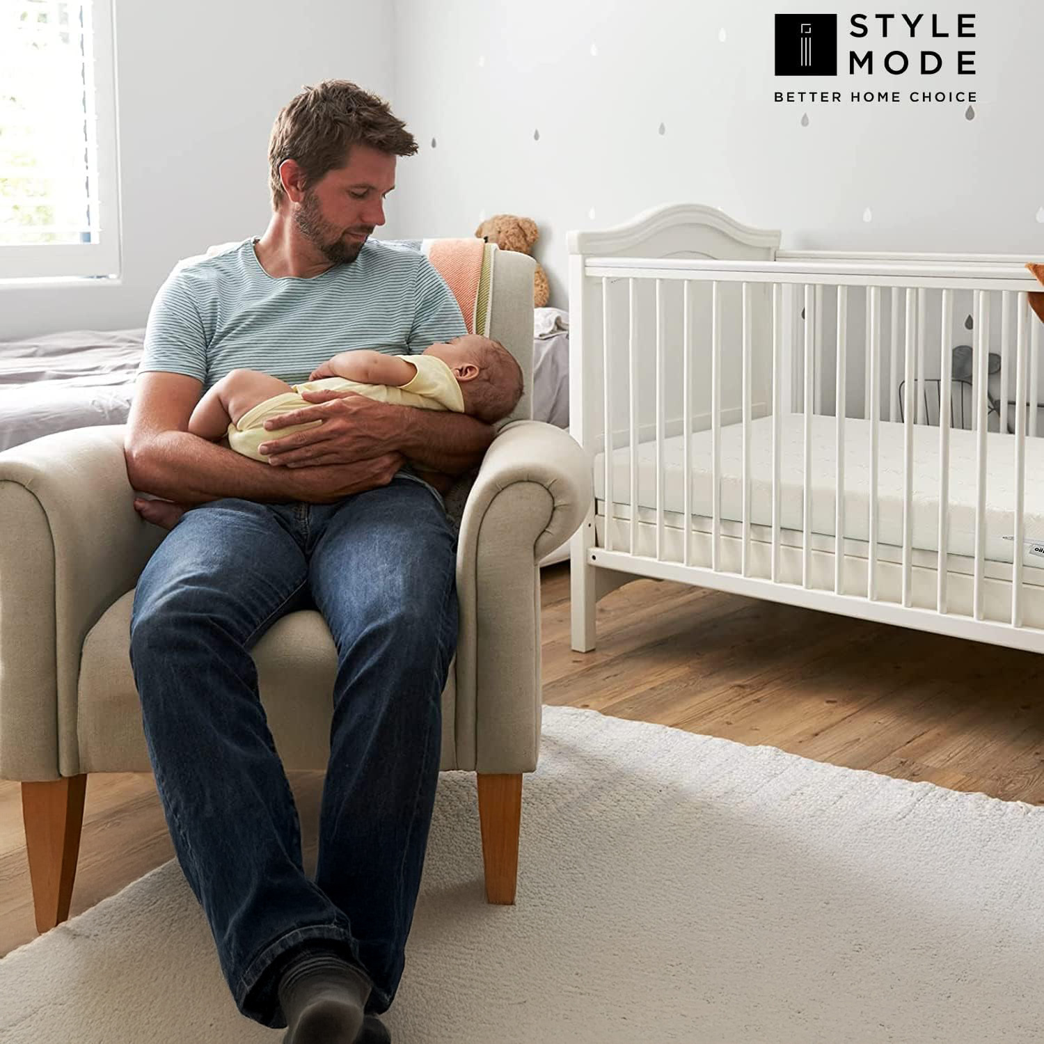 Cotbed Mattress 120 x 60 x 10 cm, Breathable & Zipped Cover