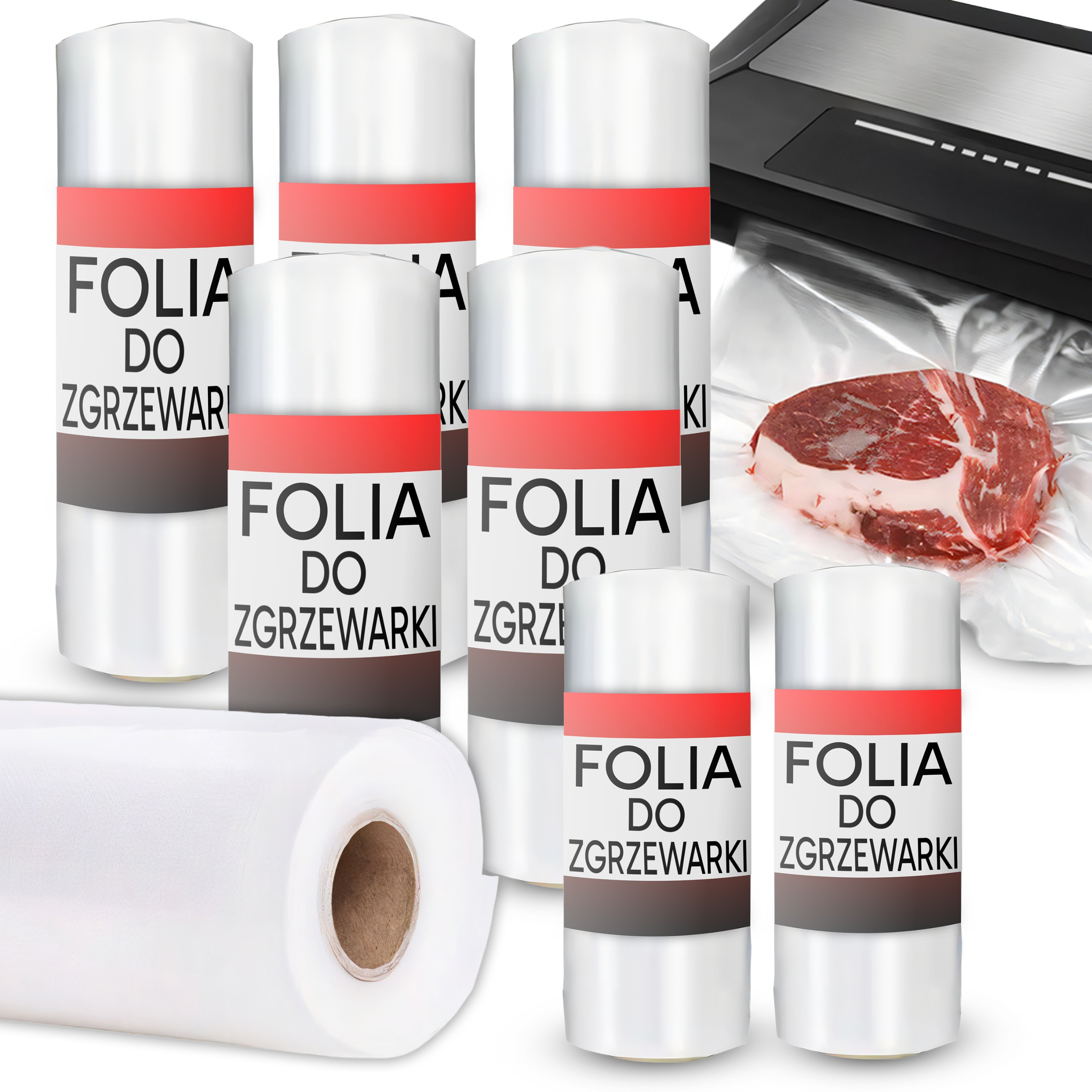 TEMU 7x Vacuum Sealer Film Rolls, Set Of 7 Corrugated Rolls, 3 Sizes 15/20/28 Cm, 105 Μm Thickness, Universal Sleeves For Food Packaging, Durable And