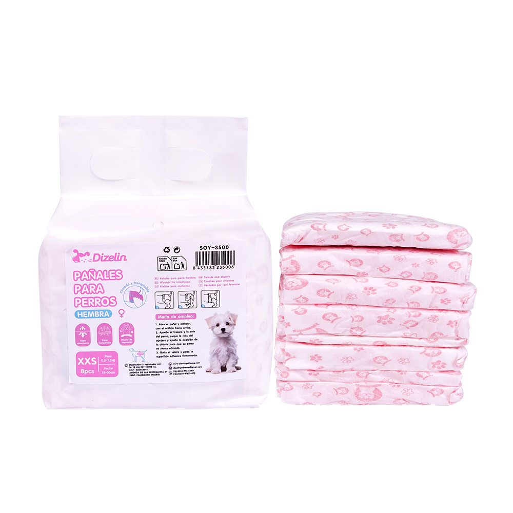 TEMU 8 Pañales desechables para perro hembra, absorción y ajuste , protección contra fugas, ideales para entrenamiento, viajes o uso diario – XXS a L