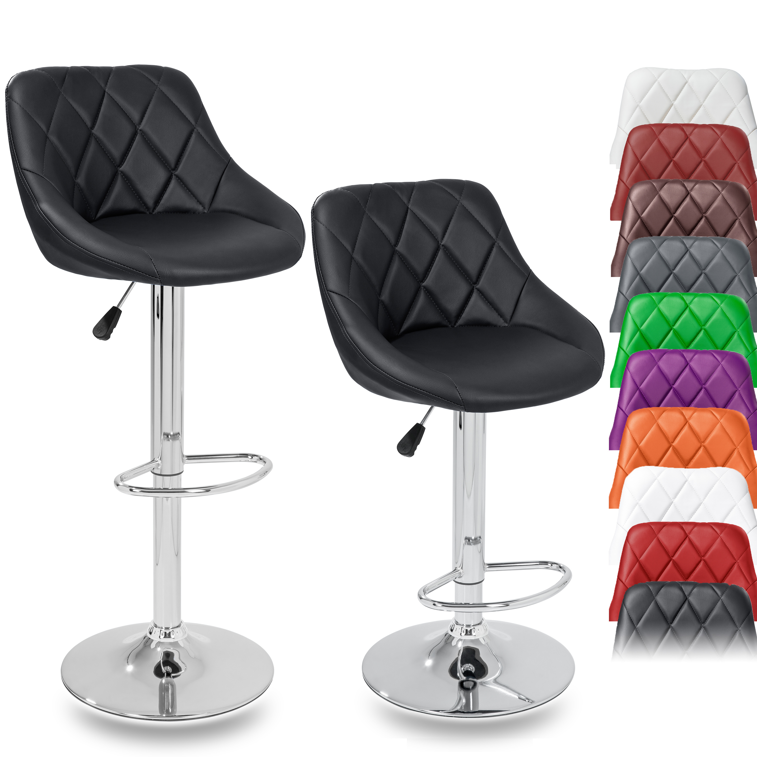 TEMU Tresko® 2-piece Bar Stool Set, Height-adjustable With Backrest | & Padded Bar Chair | Counter Stool With Seat Height Adjustment 60-80cm For