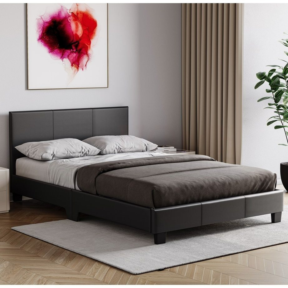 small double faux leather bed frame modern bed frame small double faux leather upholstery headboard footboard sturdy wooden slats bedroom furniture