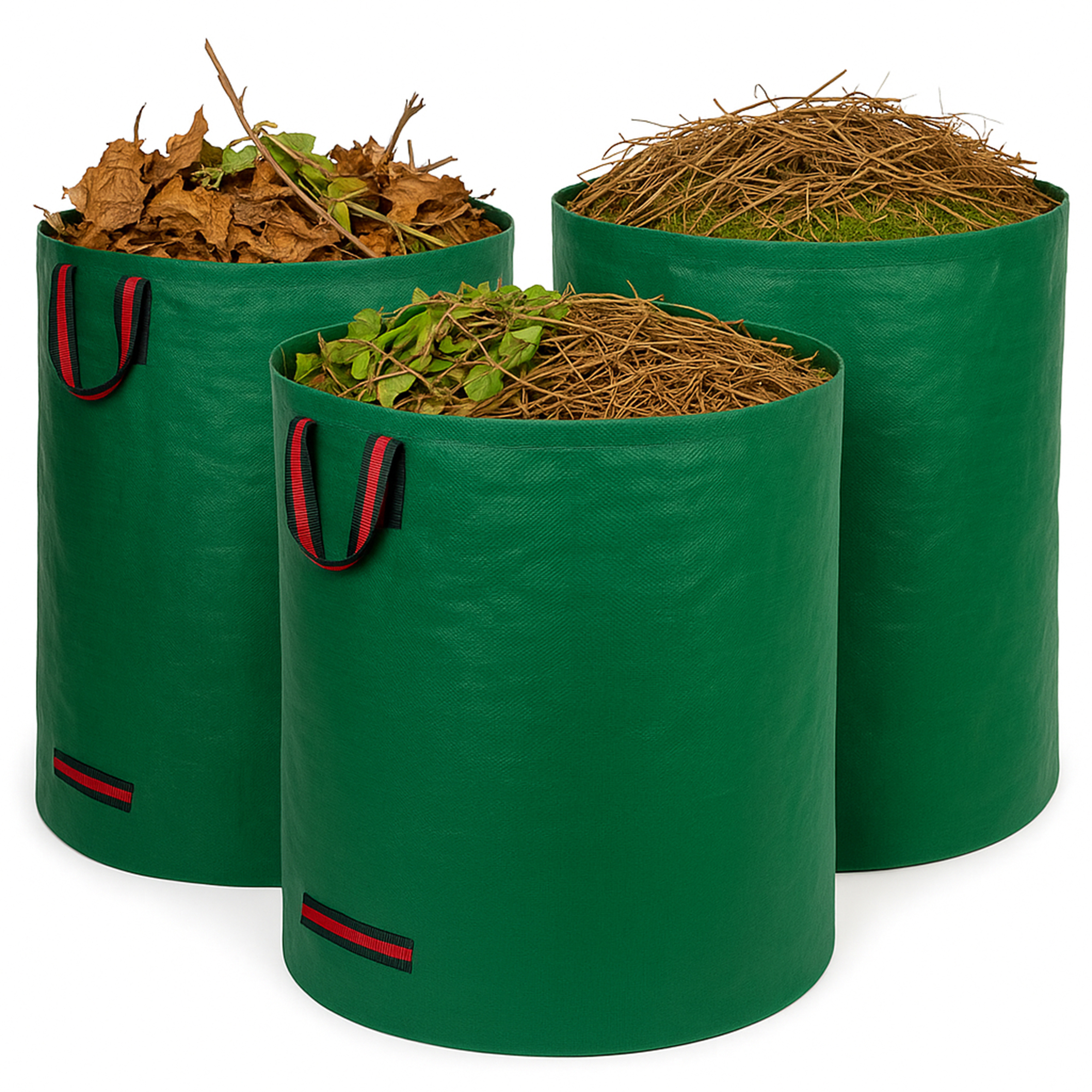 3x Laubsack Garden Bag Heavy-duty 272l Leaf Bag, Reinforced Bottom, Fabric, 4 Carrying Handles, Double , Water-repellent, Uv-stable, Self-standing & Foldable, Garden Bags Reusable Leaf Bags Pop Up