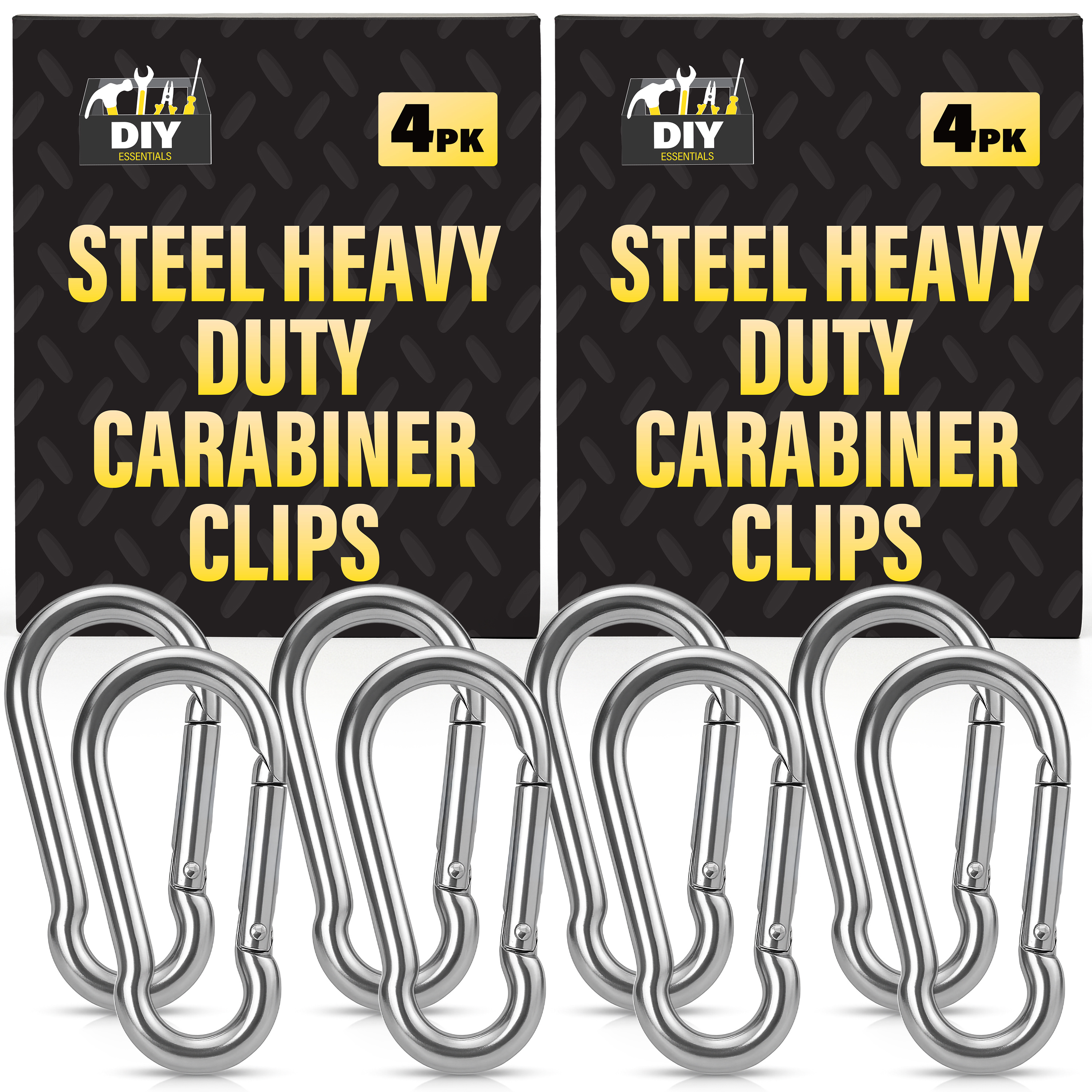 TEMU Sol 8 Pack Steel Heavy Duty Carabiner Clips | Durable Large Locking Clip Hooks For Camping, Hiking, Backpacks, Keychains & Outdoor Gear | Strong