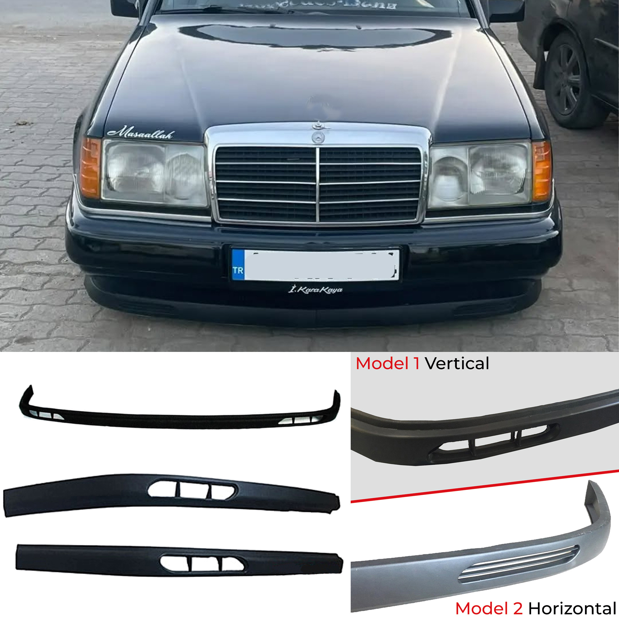 TEMU Front Bumper Lip Wrap For Mercedes C124 A124 S124 W201 W190 300e 300d Type 2pcs All Car Adjustable Universal Car Tuning