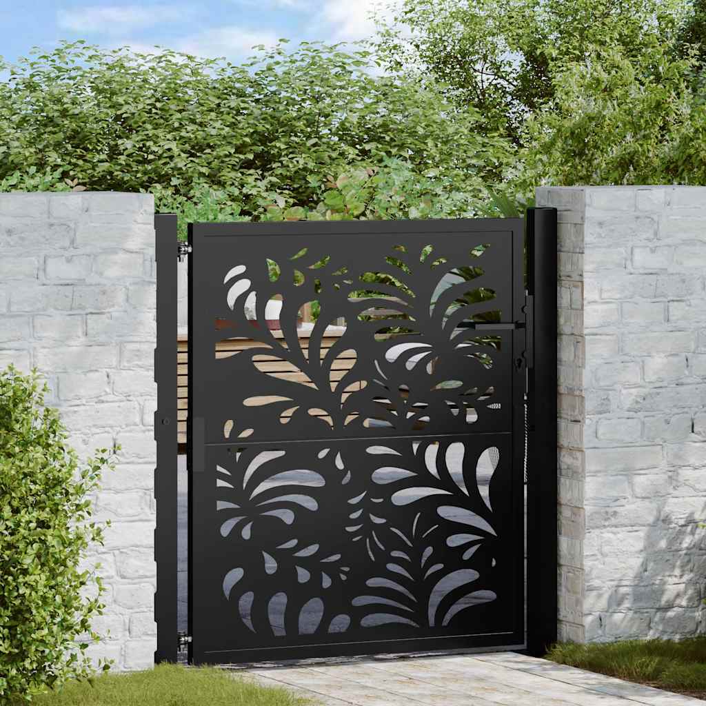 Image of Vidaxl Garden Gate Black 105x106 Cm Design, Fence Gate, Outdoor Gate, Iron Gate, Security Gate, Entrance Gate, Metal Fence Gate