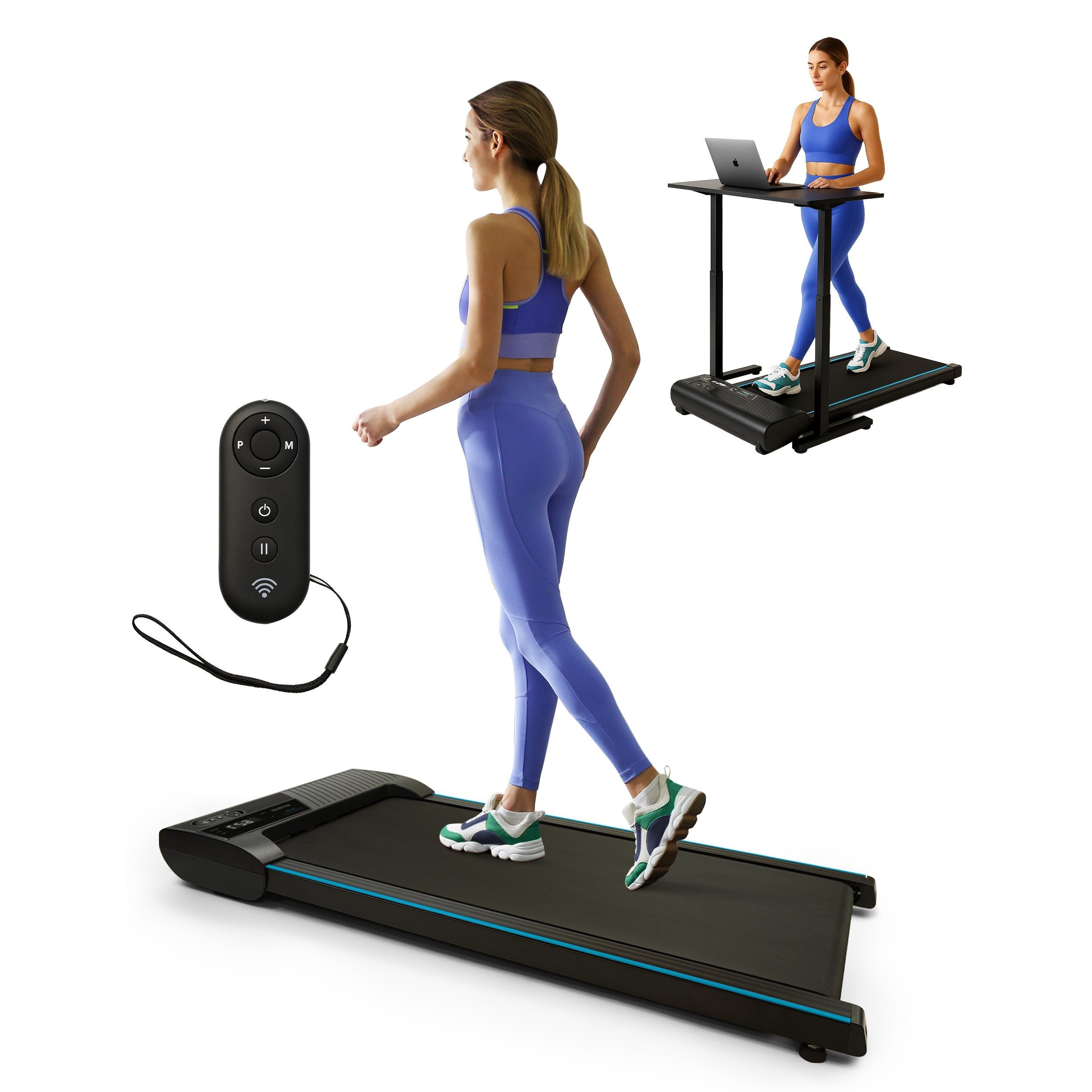 Kayman 3-in-1 Walking Pad Treadmill – Under Desk Electric Treadmill, Space-Saving, 120kg Capacity, 1–6km/h, Running, Walking & Working Modes, 2-Level Manual Incline, LED Display, Remote,900×400mm Belt