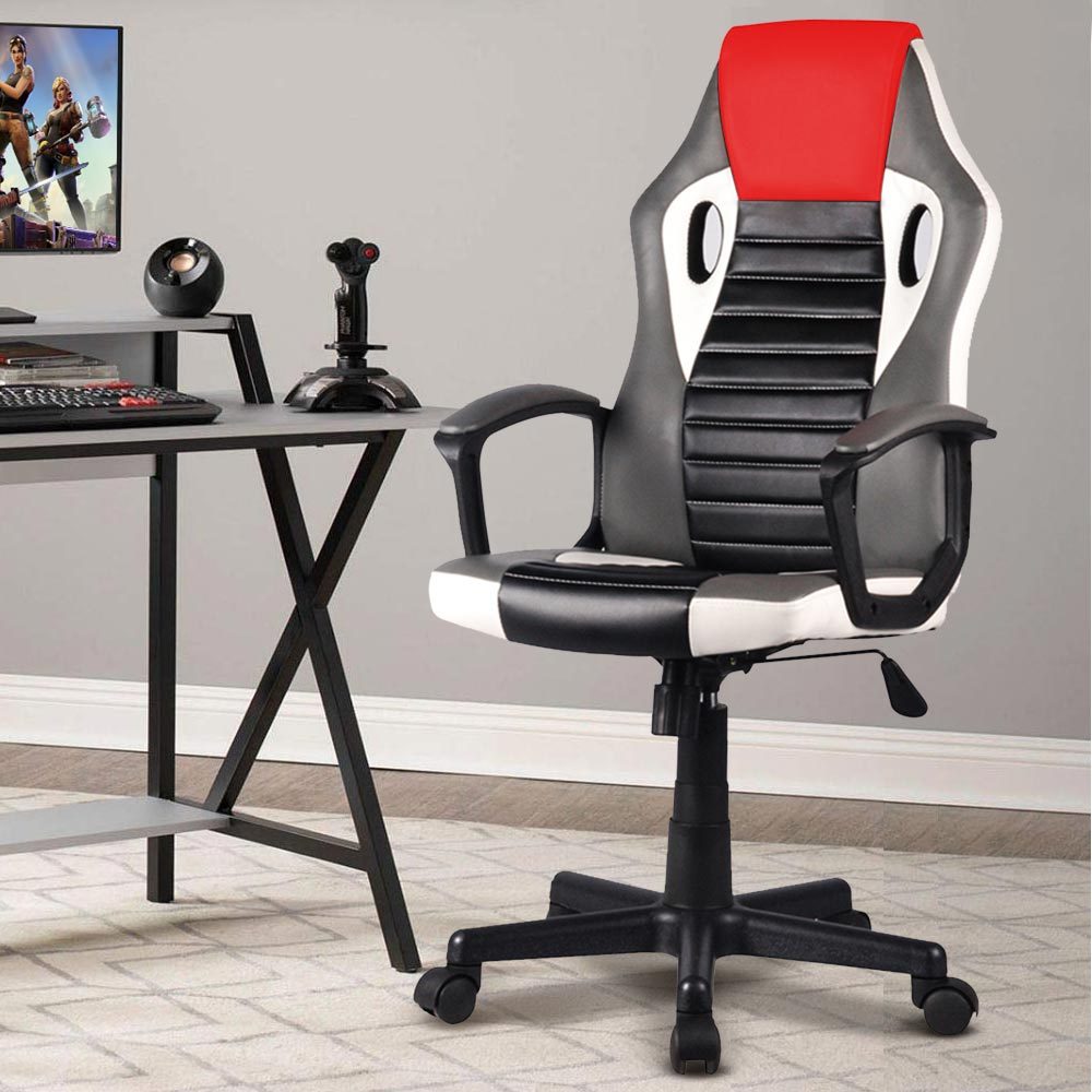 TEMU Bakaji Ergonomic Office Chair, Gaming Racing Desk Chair -leather, Adjustable Height, Swivel And Tilt, For Home, Office, Kids' Room, Meeting Room